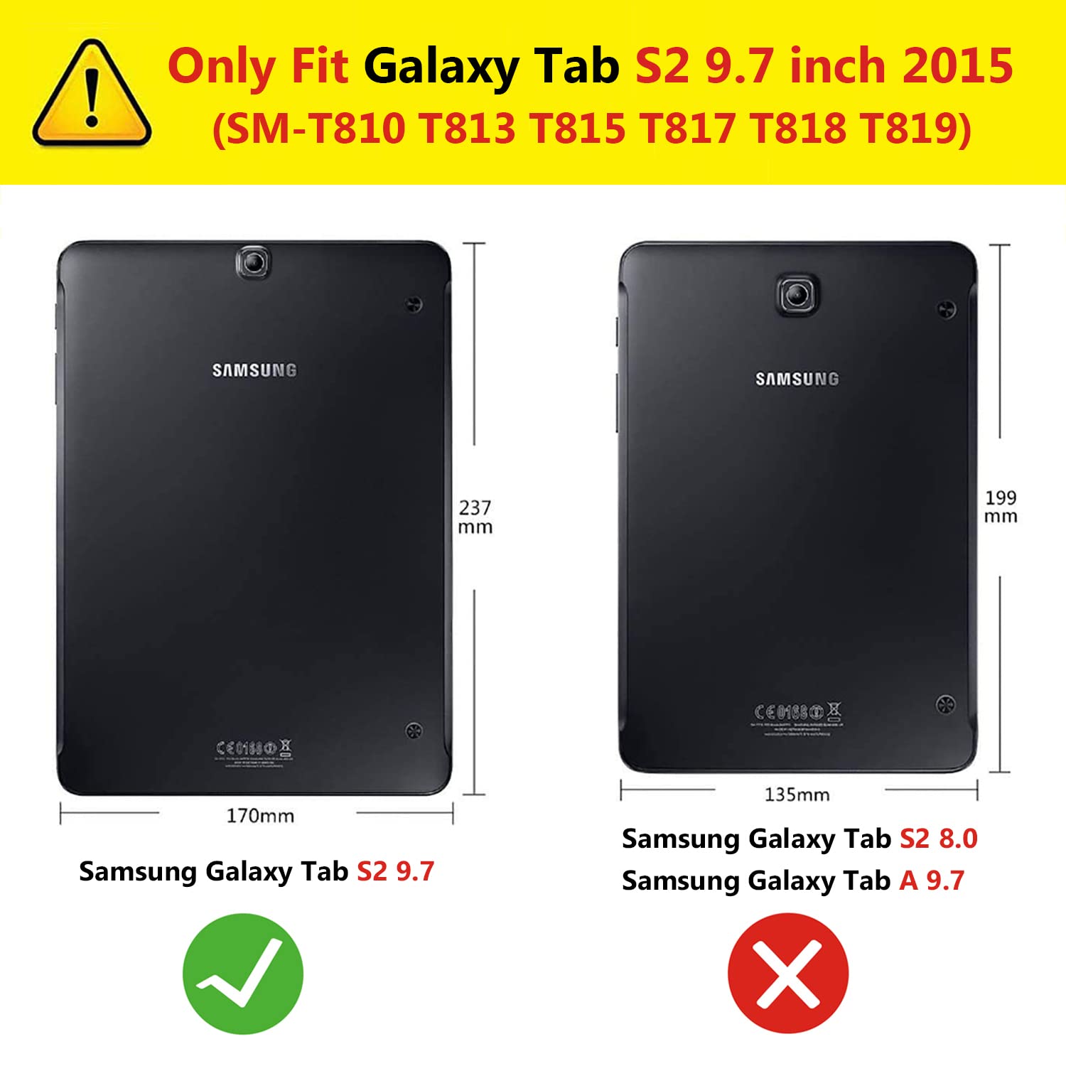 Case For Samsung Galaxy Tab S2 9.7 Inch 2015 (Sm T810 T813 T815 T817 T818 T819), Pu Leather Soft Silicone Back Cover Card Holder