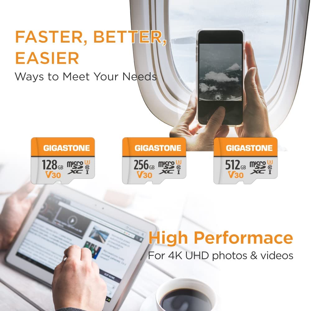 GIGASTONE 128GB 2-Pack Micro SD Card, 4K Video Pro, UHS-I V30, 95MB/s, Compatible with GoPro, Security Cameras, Drones