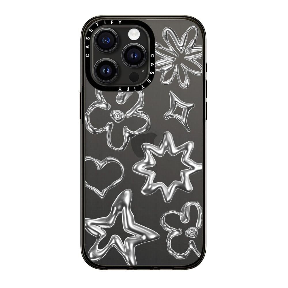 Casetify Compact Iphone 15 Pro Max Case [2X Military Grade Drop Tested / 4Ft Drop Protection]   Stars Prints   Chrome Doodles