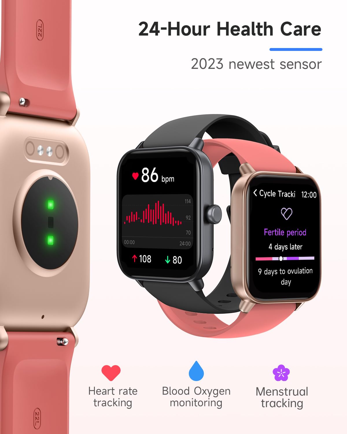 Toobur Smart Watch For Women Alexa Built In, 1.8'' Compatible Android Ios, Answer&Make Call/Heart Rate/Step Counter/Sleep Tracke