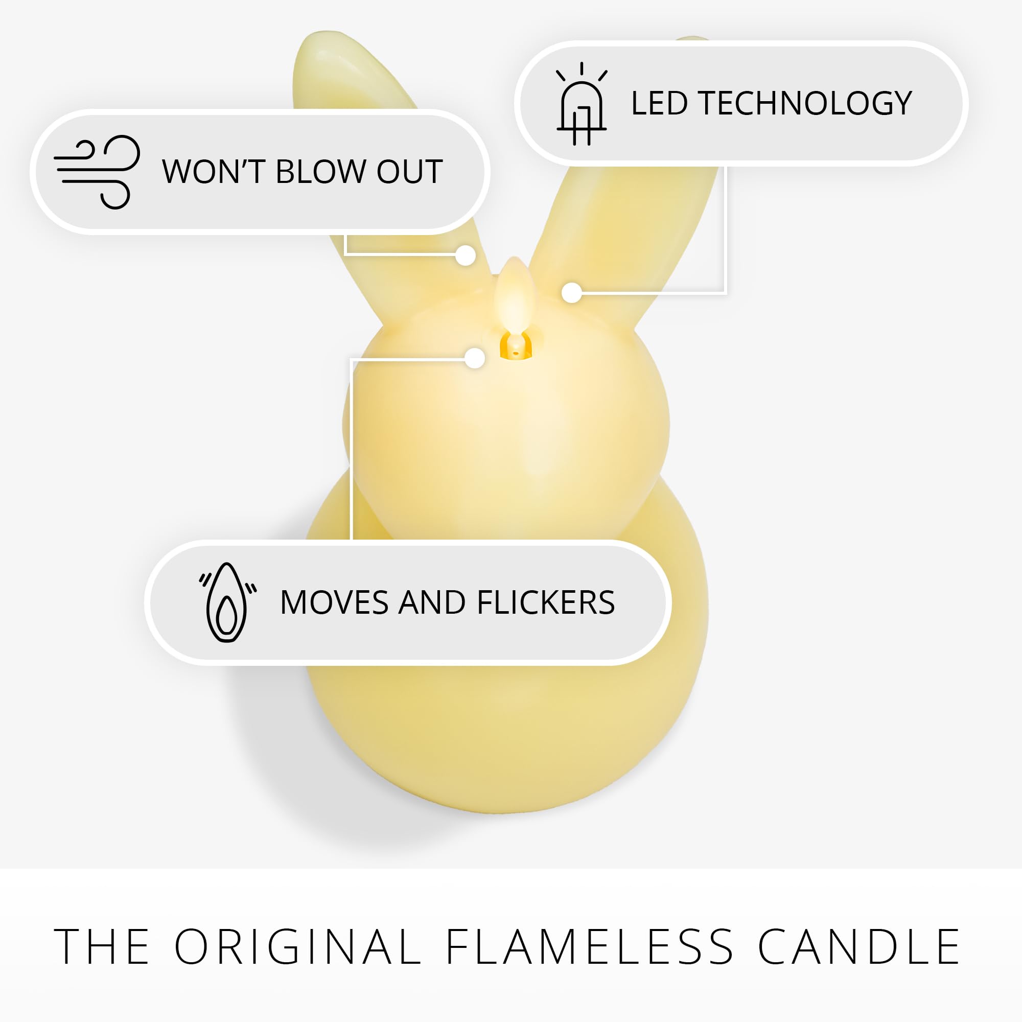 Luminara Easter Bunny Candle  Lemon Chiffon 4.5'' X 4.5'' X 8.5''  Flameless Real Flame Holiday Inspired Decor  Aa Batteries  Fl