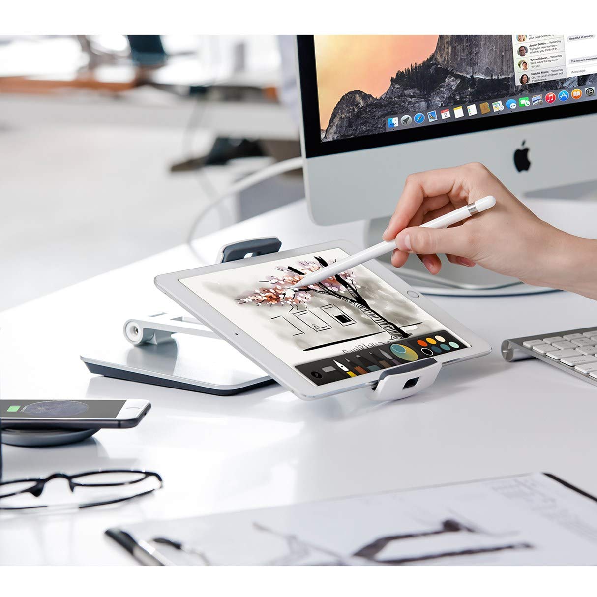 Kabcon Tablet Stand Holder, Tightness Adjustable Multi Angle Foldable Eye Level Aluminum Solid Tablets Stands Dock For 4'' 14''T