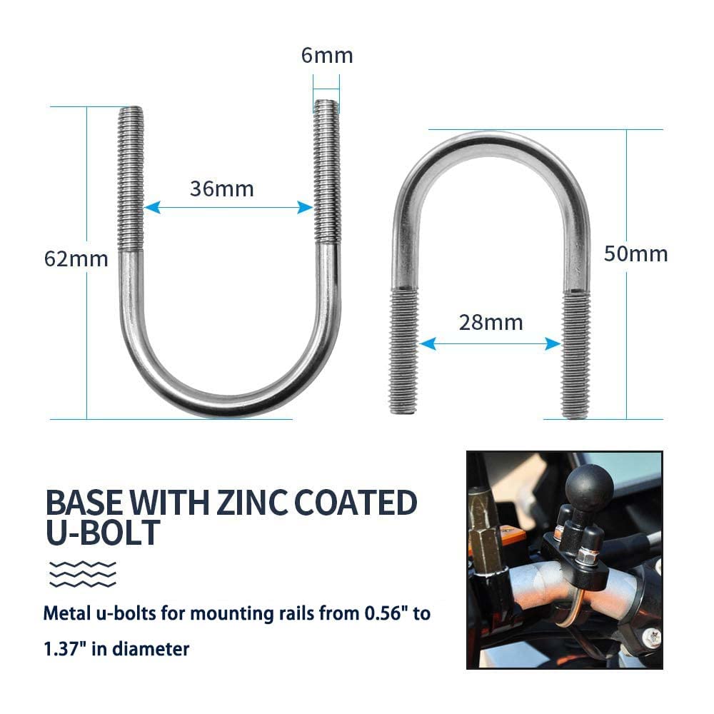 Usmallbee Motorcycle Camera Mount For Gopro, Handlebars Mount 1''/25Mm Ball Mount Compatible With Ram Mounts B Size, For Gopro H