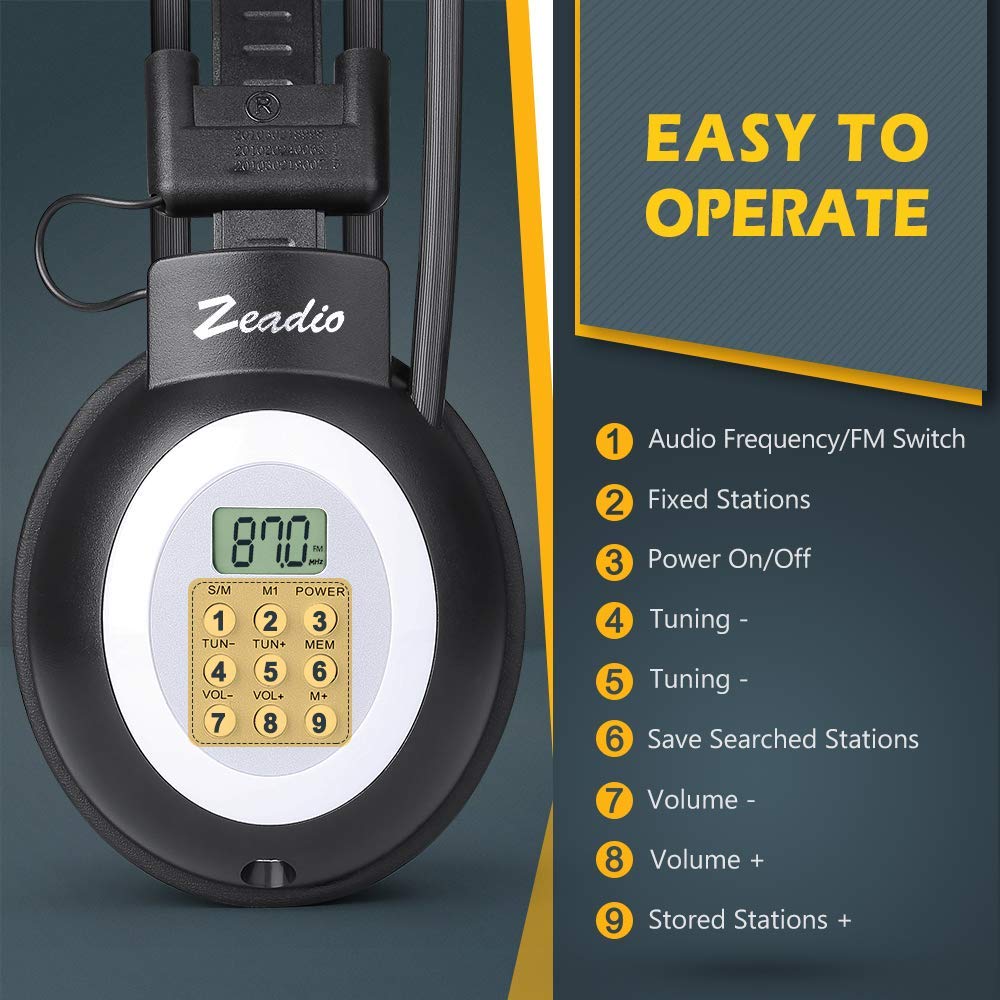 Zeadio Walkman Headphone Radio, Fm Stereo Headset Radio Receiver