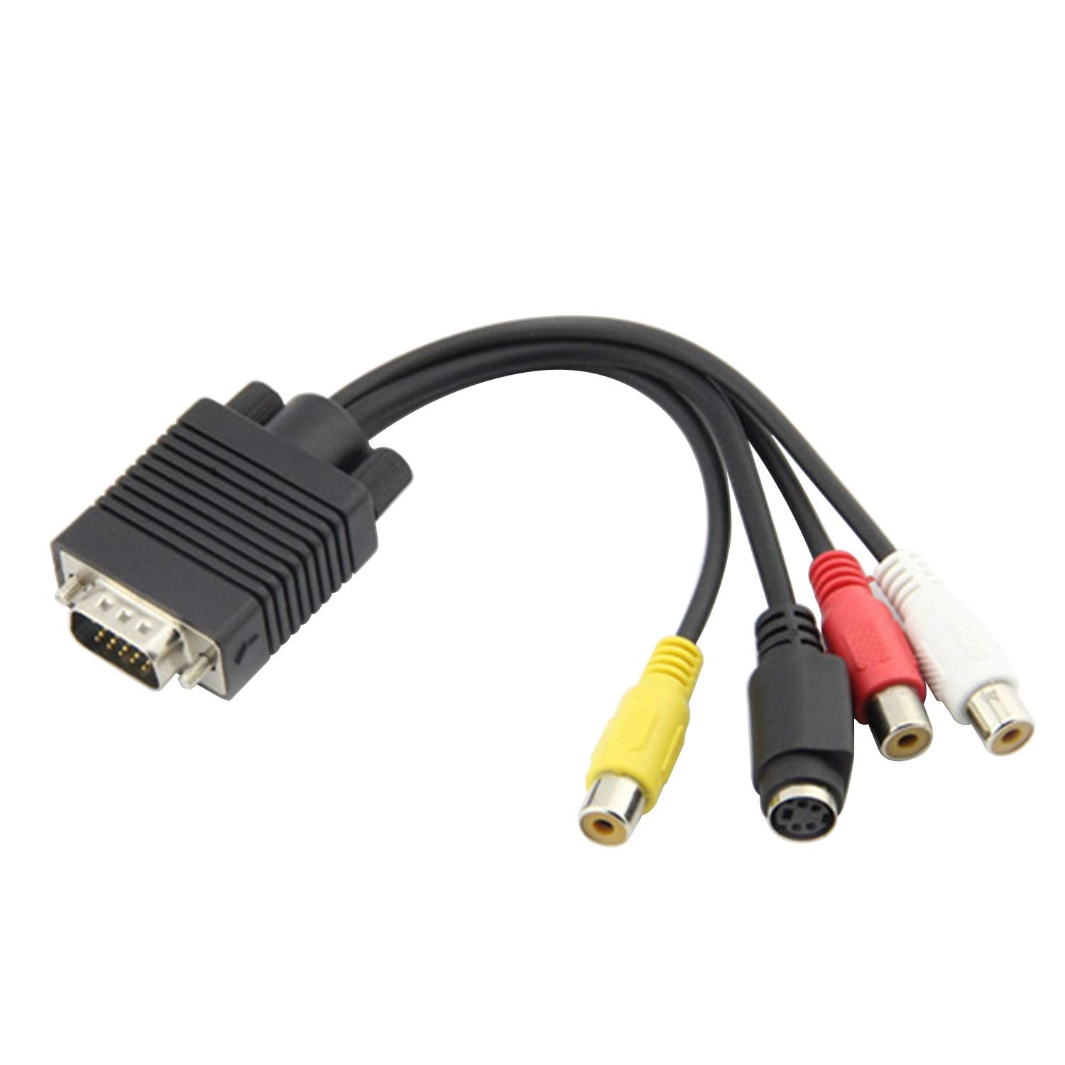 Ouou Vga To Rca Cable?2 Pack ?Vga Male To S-Video 3 Rca Jack Female Composite Av Tv Out Adapter Converter Video Cable For Tv Pc
