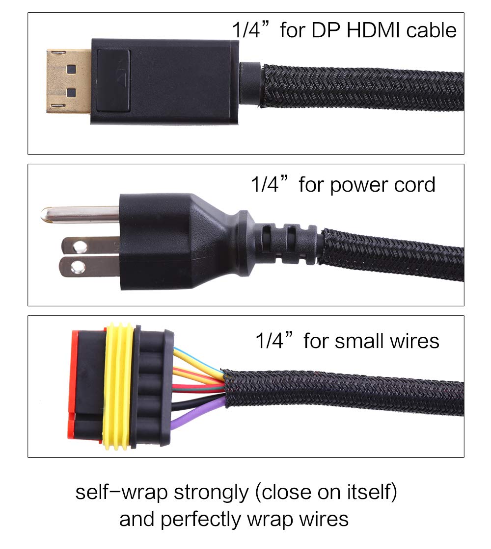 Alex Tech 25Ft   14 Inch Cable Protector Wire Loom Tubing Sleeve Split Sleeving For Usb Power Cord Audio Video Cable   Protect C