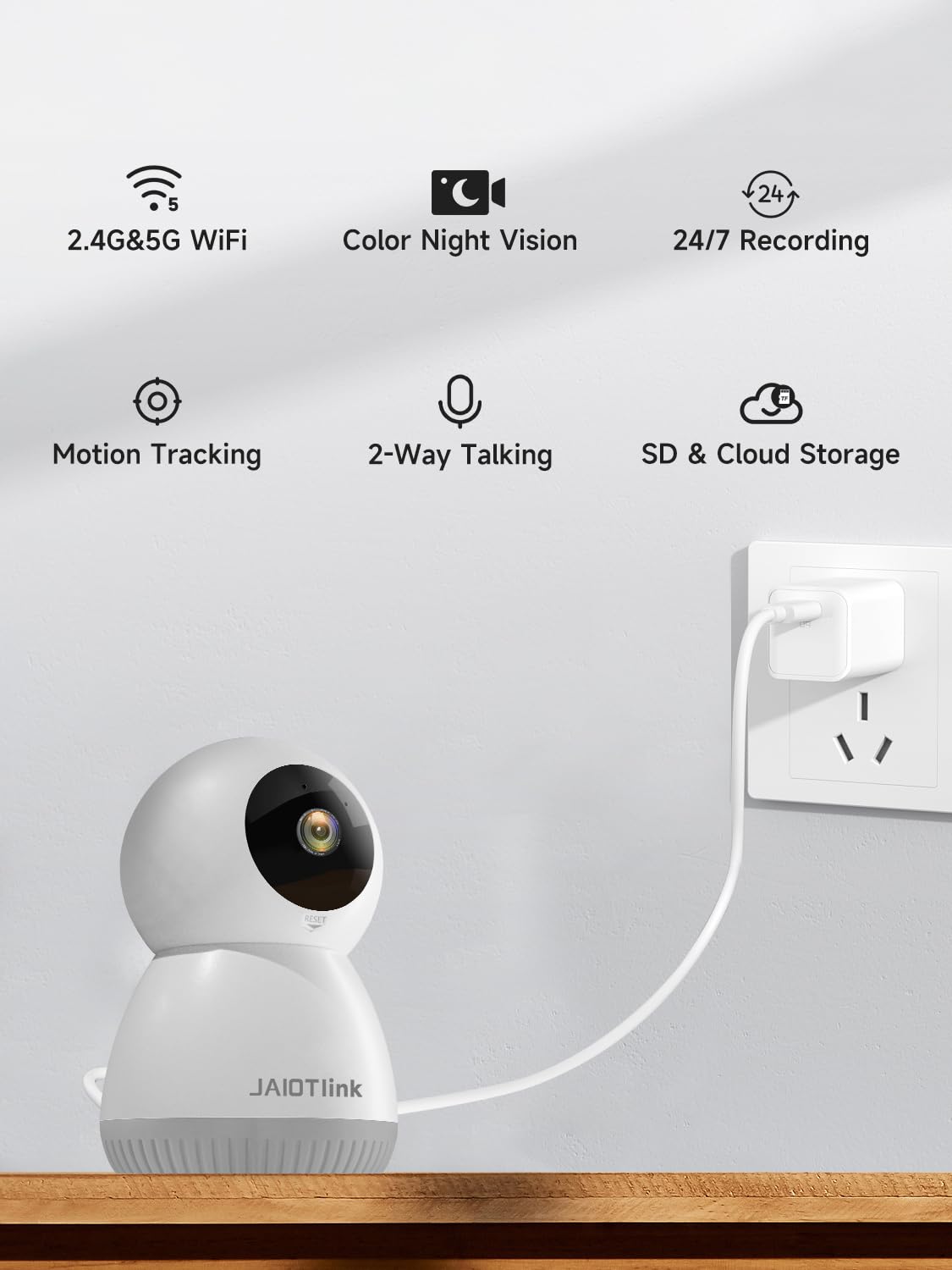 Jaiotlink 2K Indoor Camera, 5G & 2.4G Wifi Pet Camera With Phone App,Security Cameras For Home With 360 Pan&Tilt,Night Vision,Mo