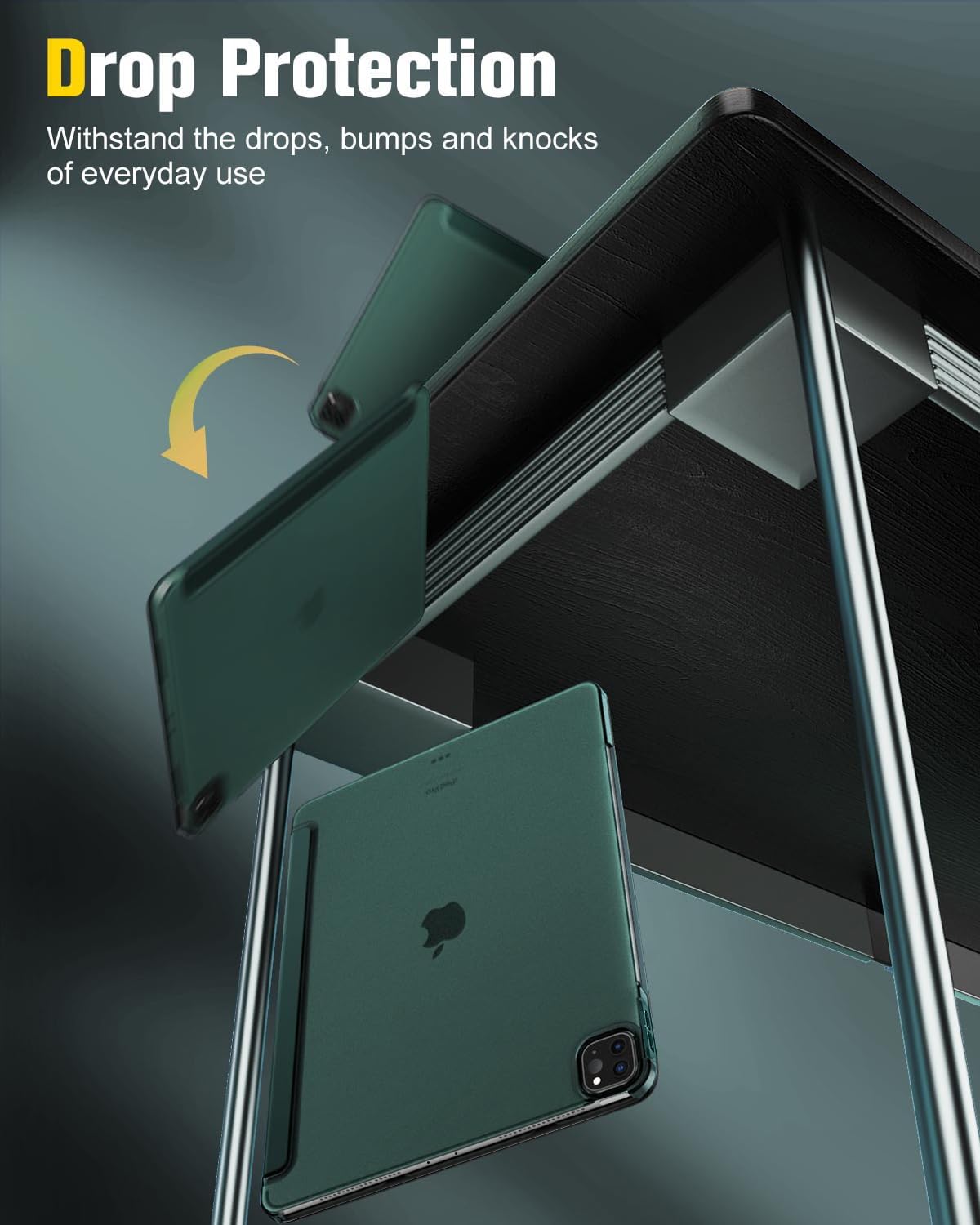 MoKo for iPad Air 13 Inch Case 2024/ iPad Pro 12.9 Case (6th/5th Gen 2022/2021), Slim Smart Shell Translucent Frosted Hard PC Back Cover, Support Touch ID & Pencil Pro/2nd/USB C, Midnight Green