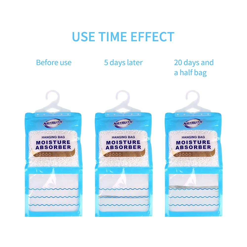 Natruth Moisture Absorber Bag, 12 Packs Fragrance Free Desiccant Hanging Bag,Odor Absorber,Eliminates Odors Creates Fresher Clea