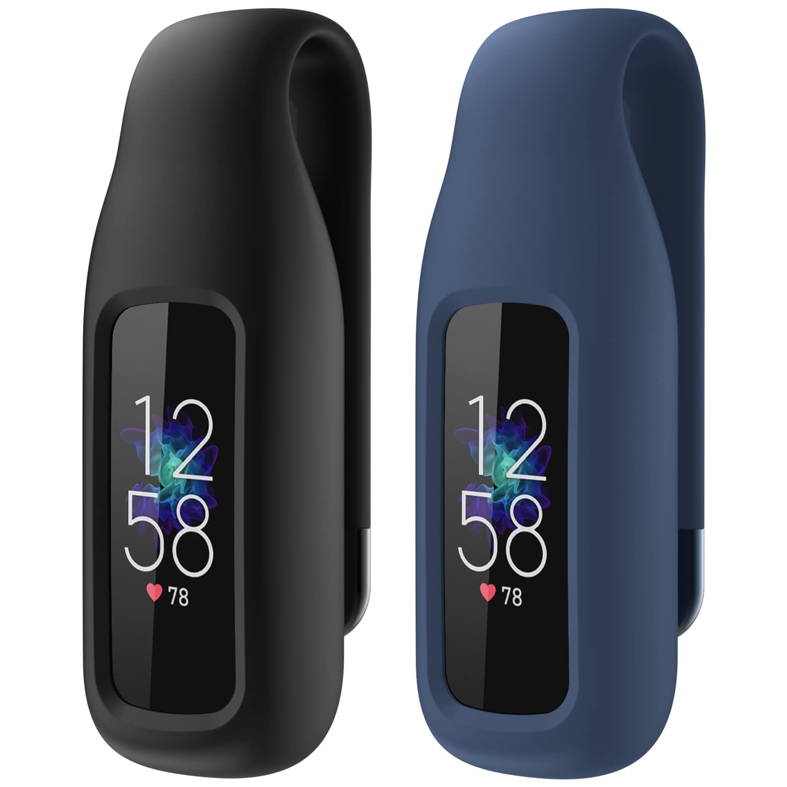 Eeweca 2 Pack Clip For Fitbit Luxe, Clip Holder Compatible With Fitbit Luxe, Black + Midnight Blue