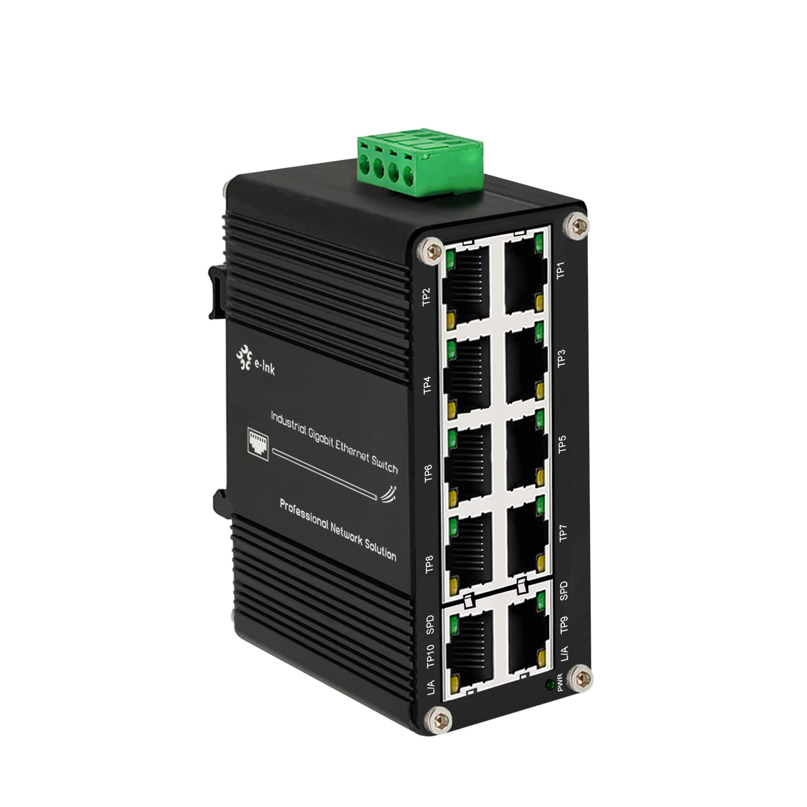 Mini Industrial Switch 10 Ports Gigabit Switch Hardened 10 Port Rj45 10/100/1000Mbps Ethernet Switch Din Rail Mount Outdoor Ethe