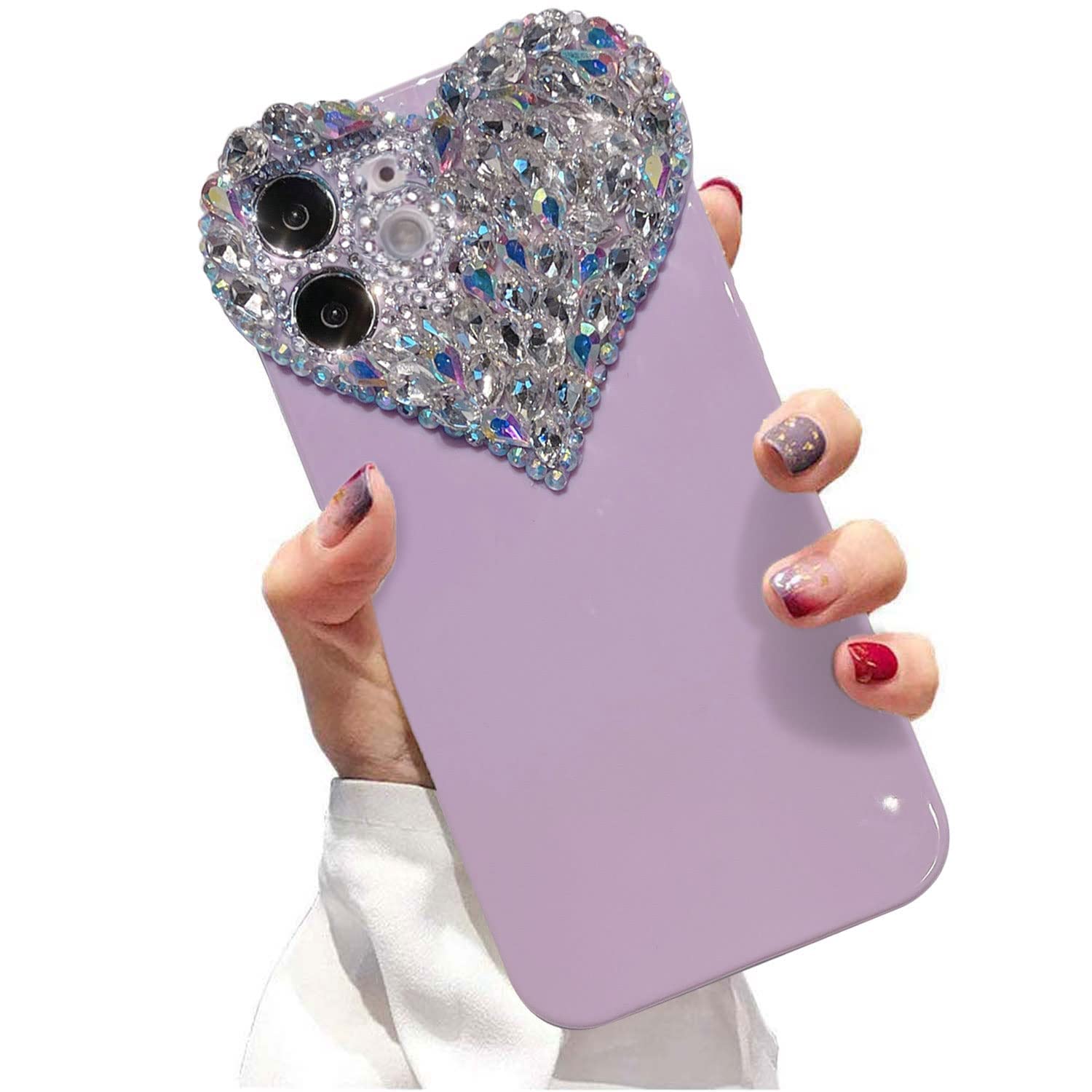 Malimalihong Cute Iphone 11 Case 3D Glitter Sparkle Bling Case For Women Girls, Pretty Rhinestone Diamond Cute Aesthetic Heart G