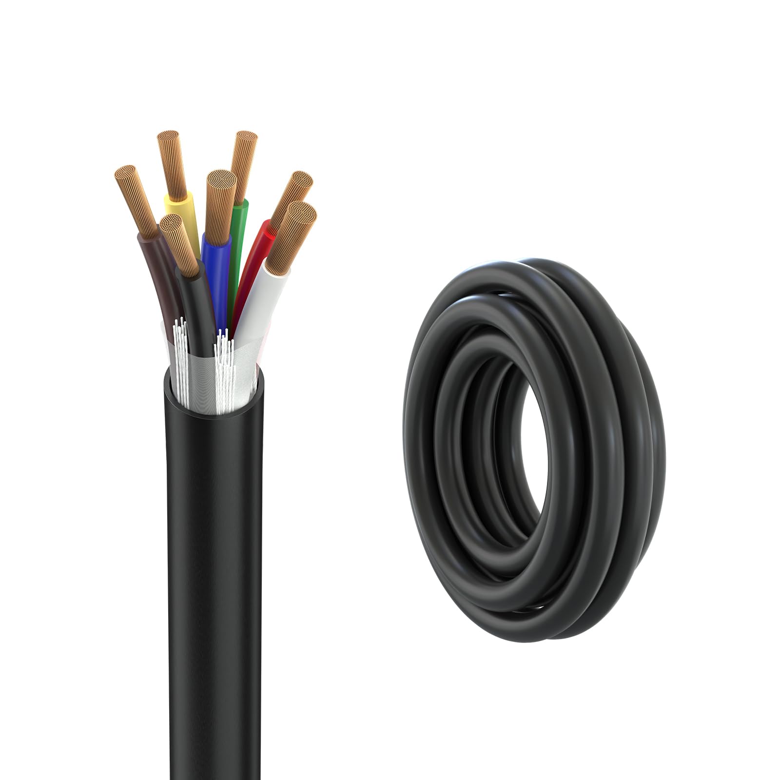 Firmerst 12/2 And 14/5 Pure Copper 7 Way Trailer Wire 10 Feet