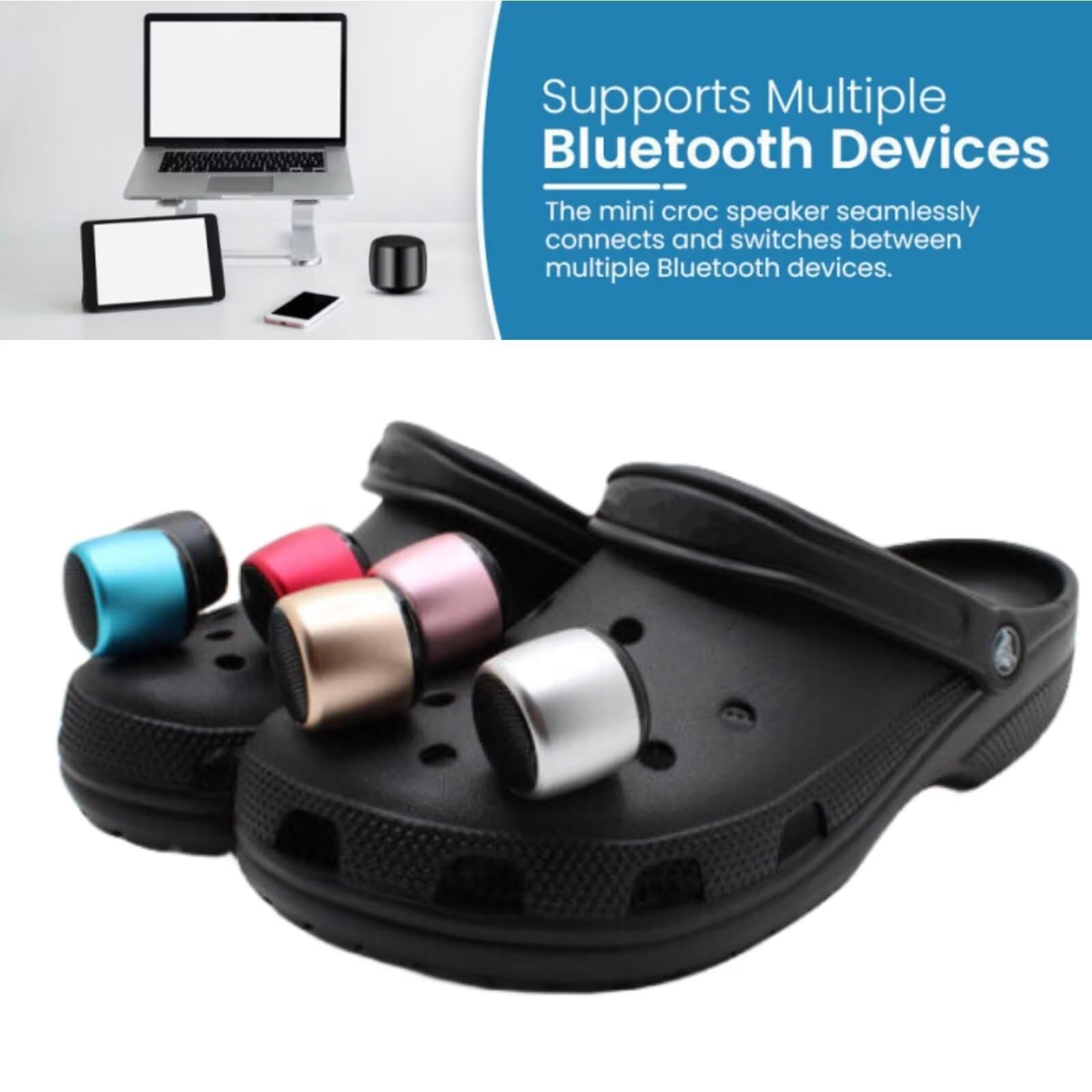 Uueenn Croc Speaker, Mini Speaker For Croc, Halloween Mini Speaker, Bluetooth Croc Charm, Blue