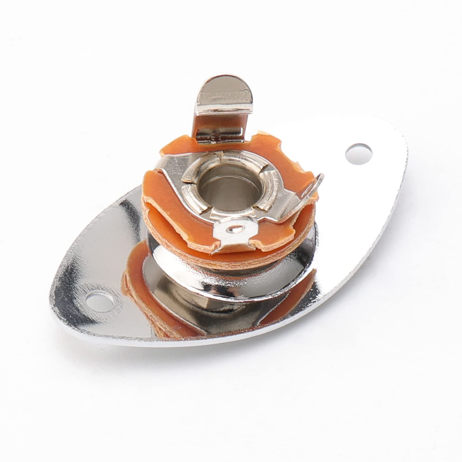 Chrome 1/4Inches (6.35Mm) Guitar Bass Oval Jack Plate Socket Pickup Output Input Indented