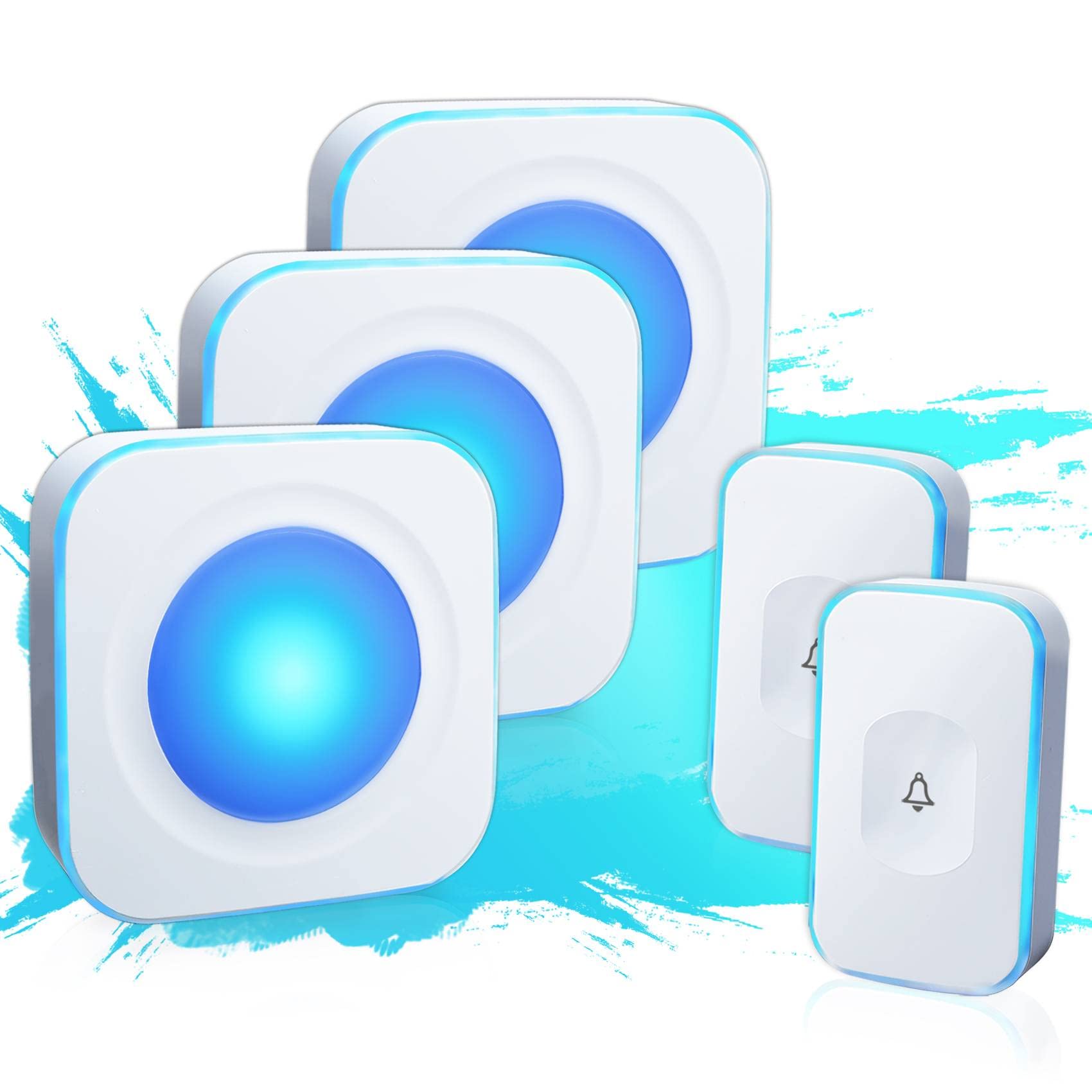 Wireless Doorbells For Home Hearing Impaired Doorbell 2 Buttons & 3 Receivers Flashing Light Wireless Doorbell For Office Classr
