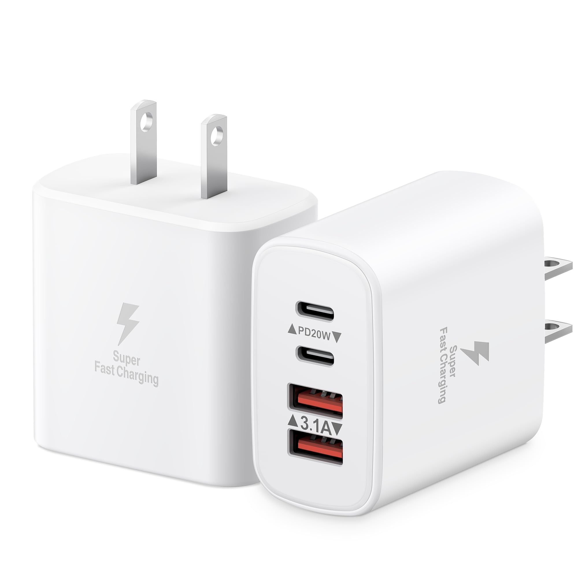 Usb C Charger Block, 2-Pack 40W 4-Port Type C Fast Charging Block For Iphone 16 15 14 13 12 Pro Max Plus, Ipad,Samsung, Dual Pd 