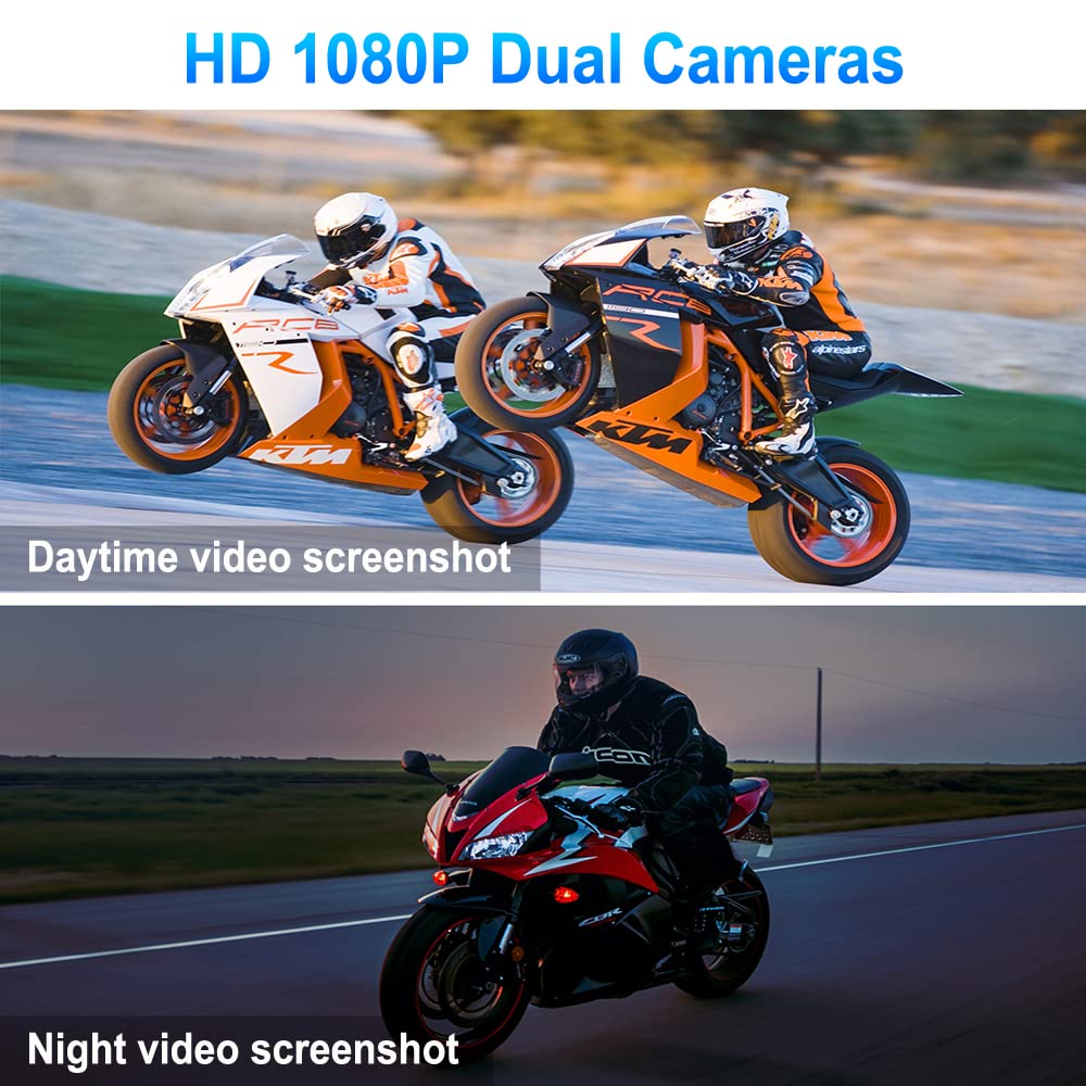 Vsysto Wifi Motorcycle Dash Camera Hd 1080P Front And Rear Camera, Full Body Waterproof Dvr With Gps, High Speed Download Videos