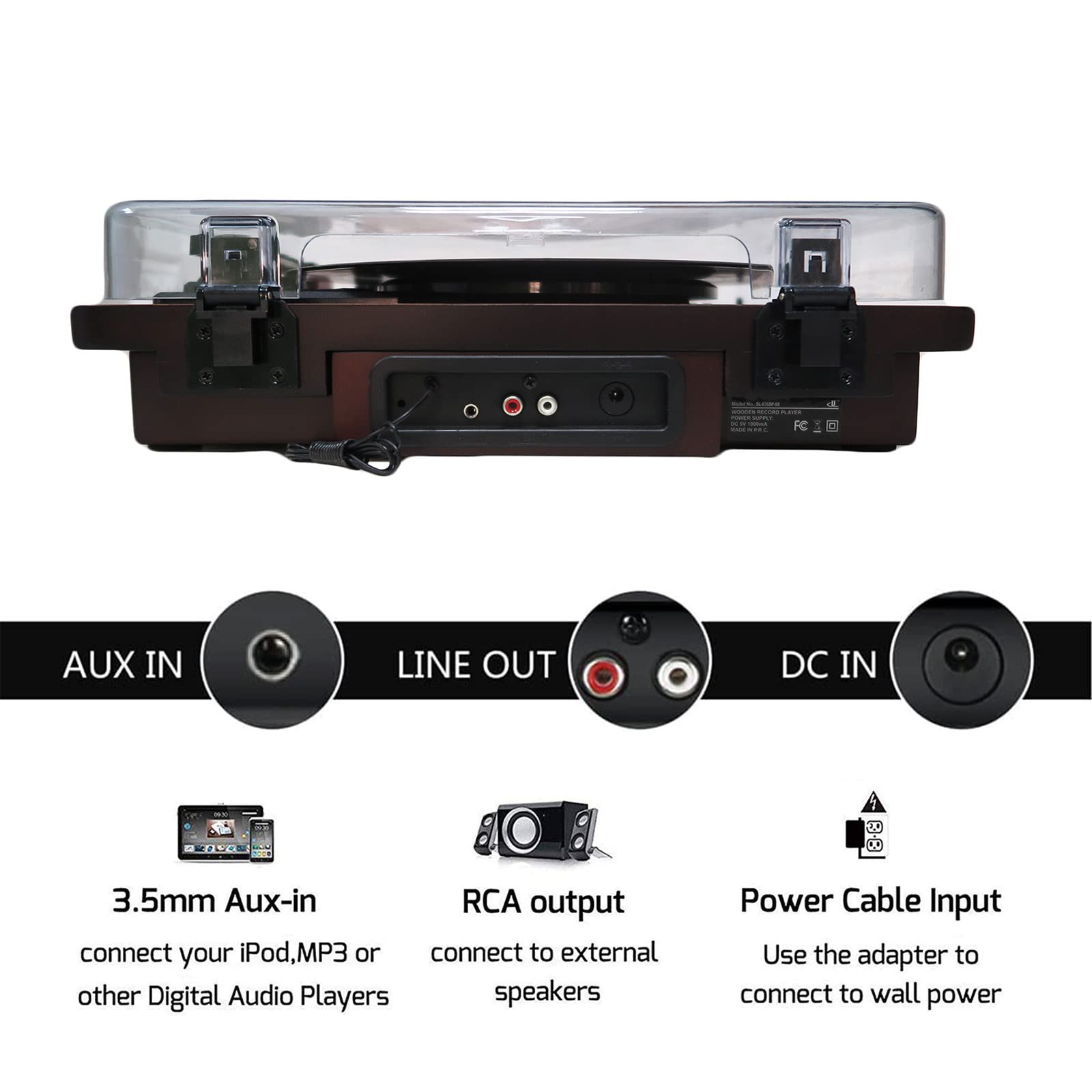 Bluetooth Record Player, 3 Speed Turntable With Built In Speakers, Supports Bluetooth Input & Output, Usb/Sd Playback And Record