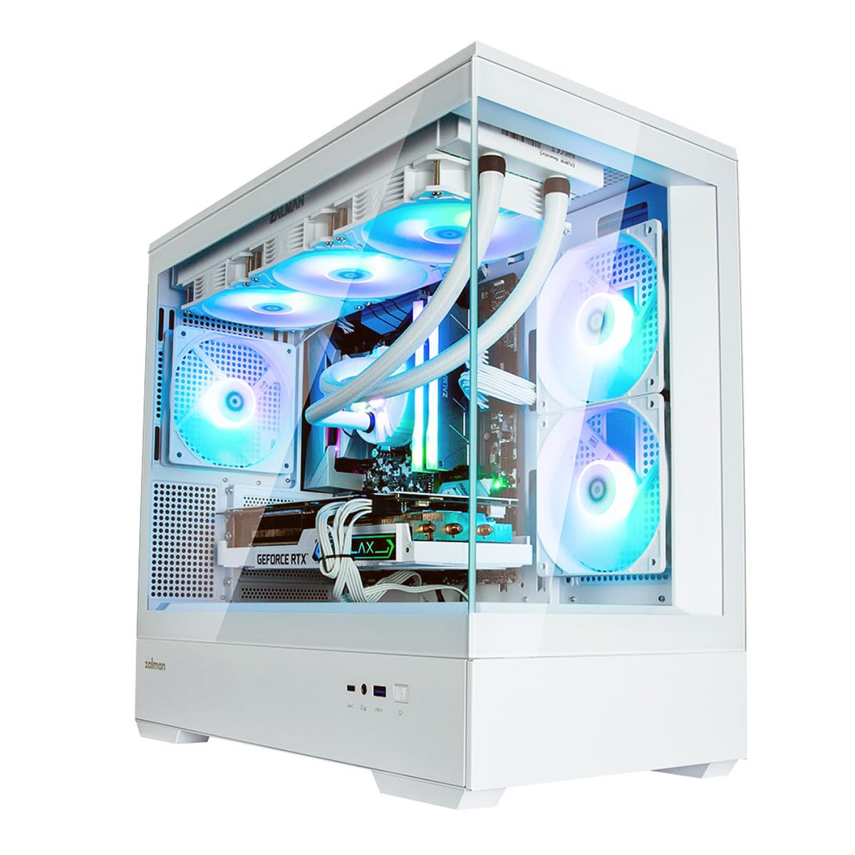 Zalman P30 Micro-ATX Gaming PC Case - 3 x 120mm ARGB Fans Pre-Installed - Panoramic View, Frameless Tempered Glass Front & Side 