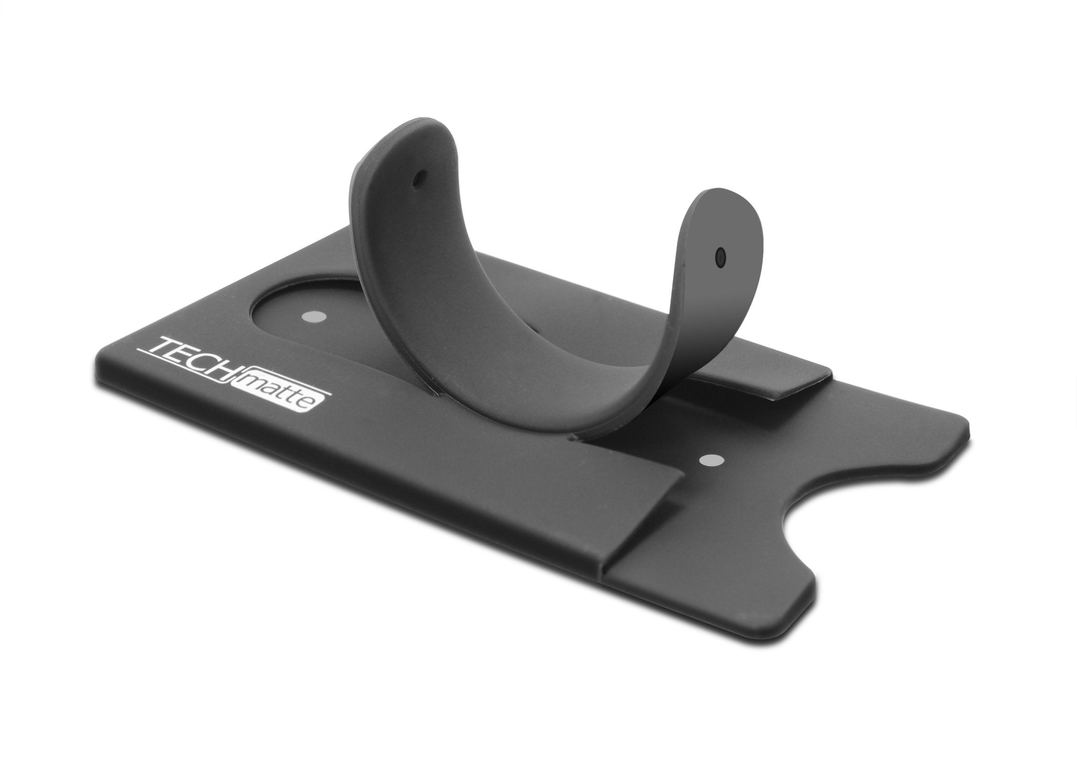 Techmatte Phone Wallet-Stick On Card Holder And Money Clip With Built-In Phone Stand (2-Pack, Black)