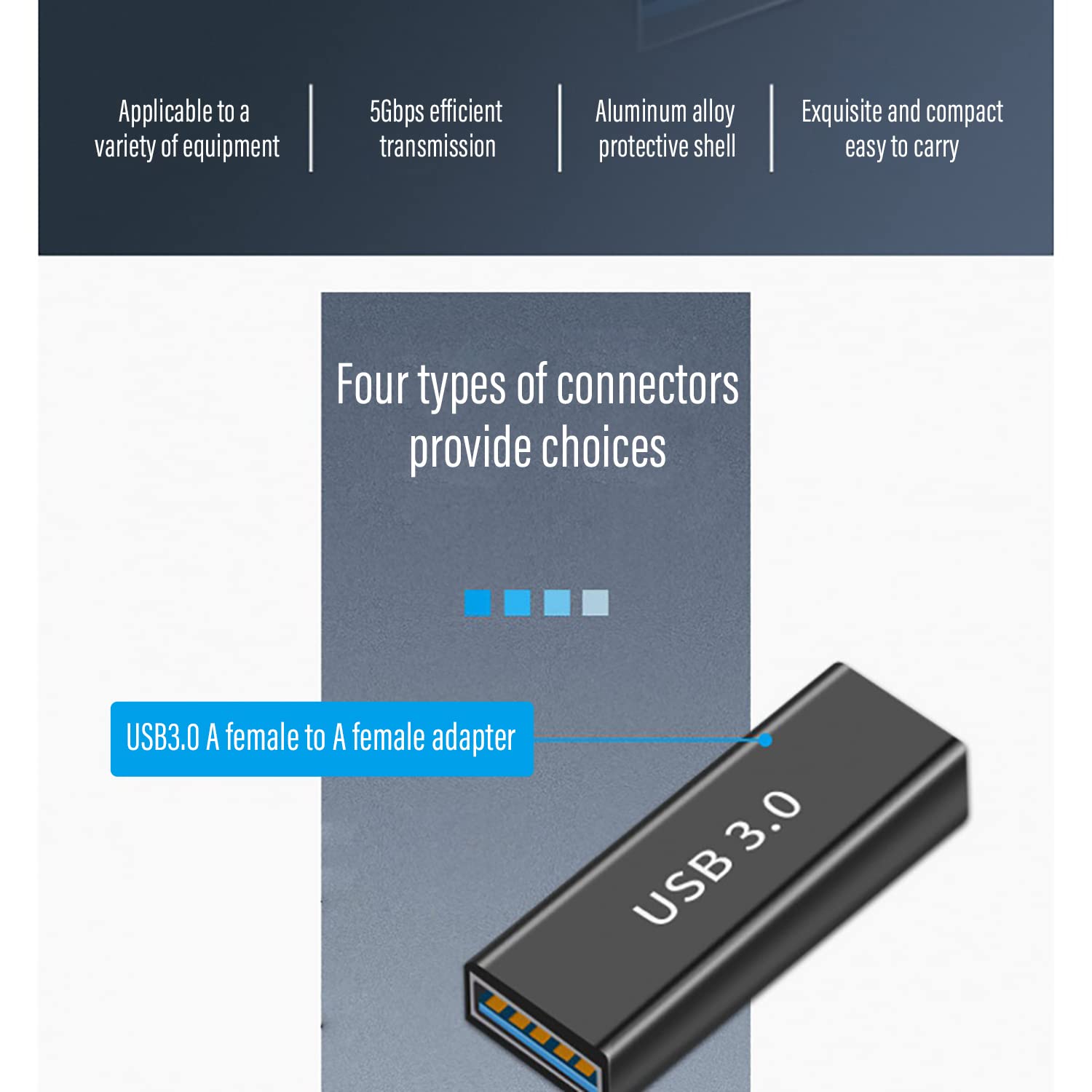 Hiebee 3Kinds Of Usb 3.0 Apters Kit, Usb 3.0 Female To Female And Male To Male And Female To Male, High Speed Convert Extension Coupler Connector Converte,Black