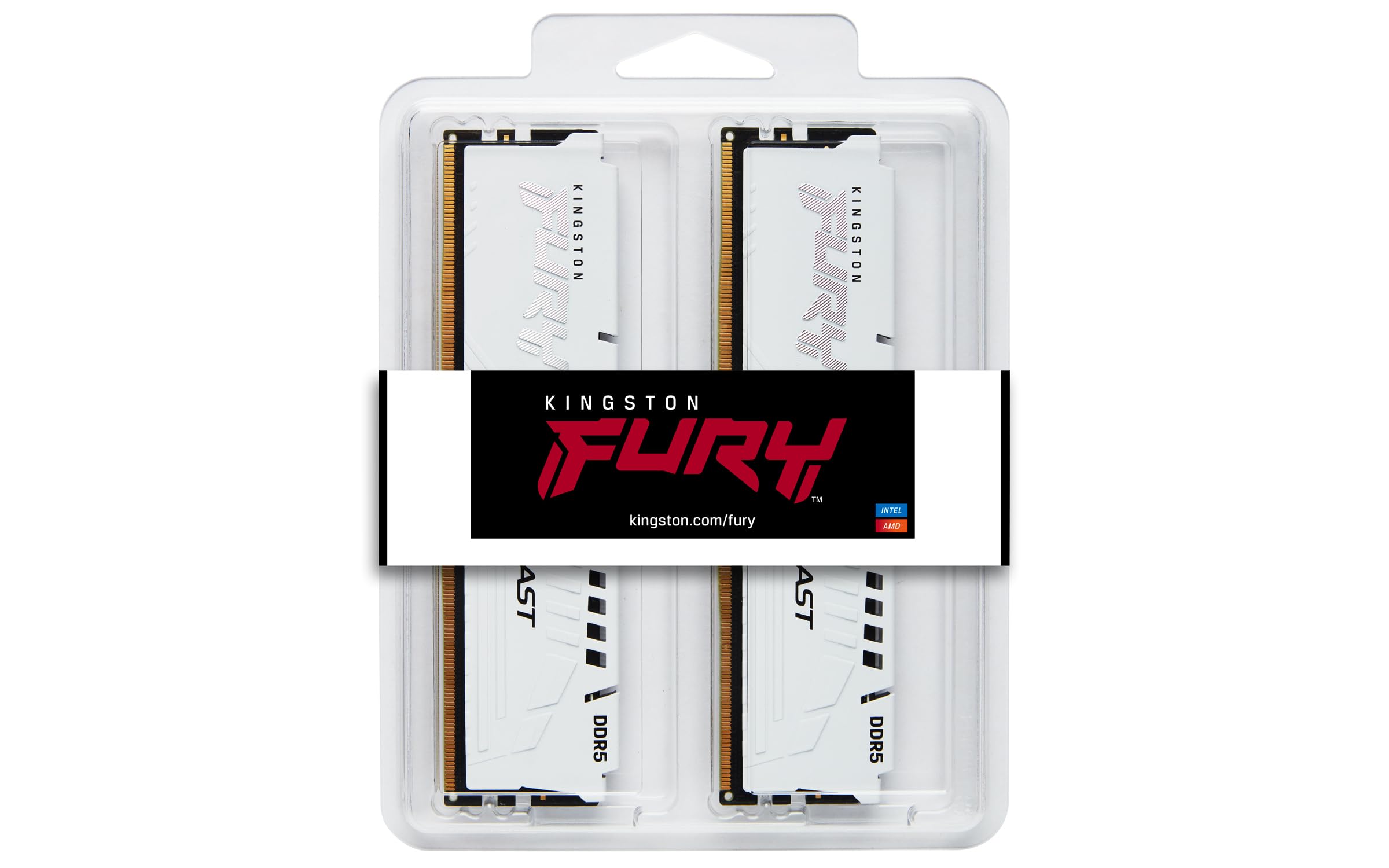 Kingston Fury Beast White 32Gb 6000Mt/S Ddr5 Cl36 Dimm (2X16Gb) Desktop Gaming Memory Kit Of 2   Kf560C36Bwe2K2 32