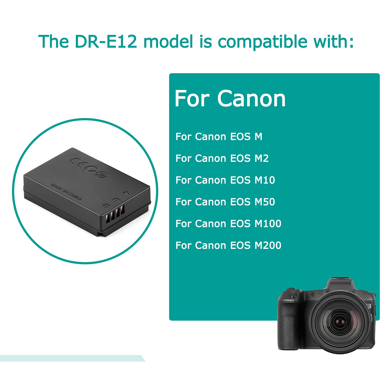 Raeisusp 5 8.4V Usb Drive Cable Ack E12 Power Supply + Dr E12 Dc Coupler Lp E12 Dummy Battery+ Qc3.0 Usb Adapter Kit For Canon Eos M M2 M10 M50 M100 M200 Kiss M, Kiss M2 Eos M50 Mark Ii