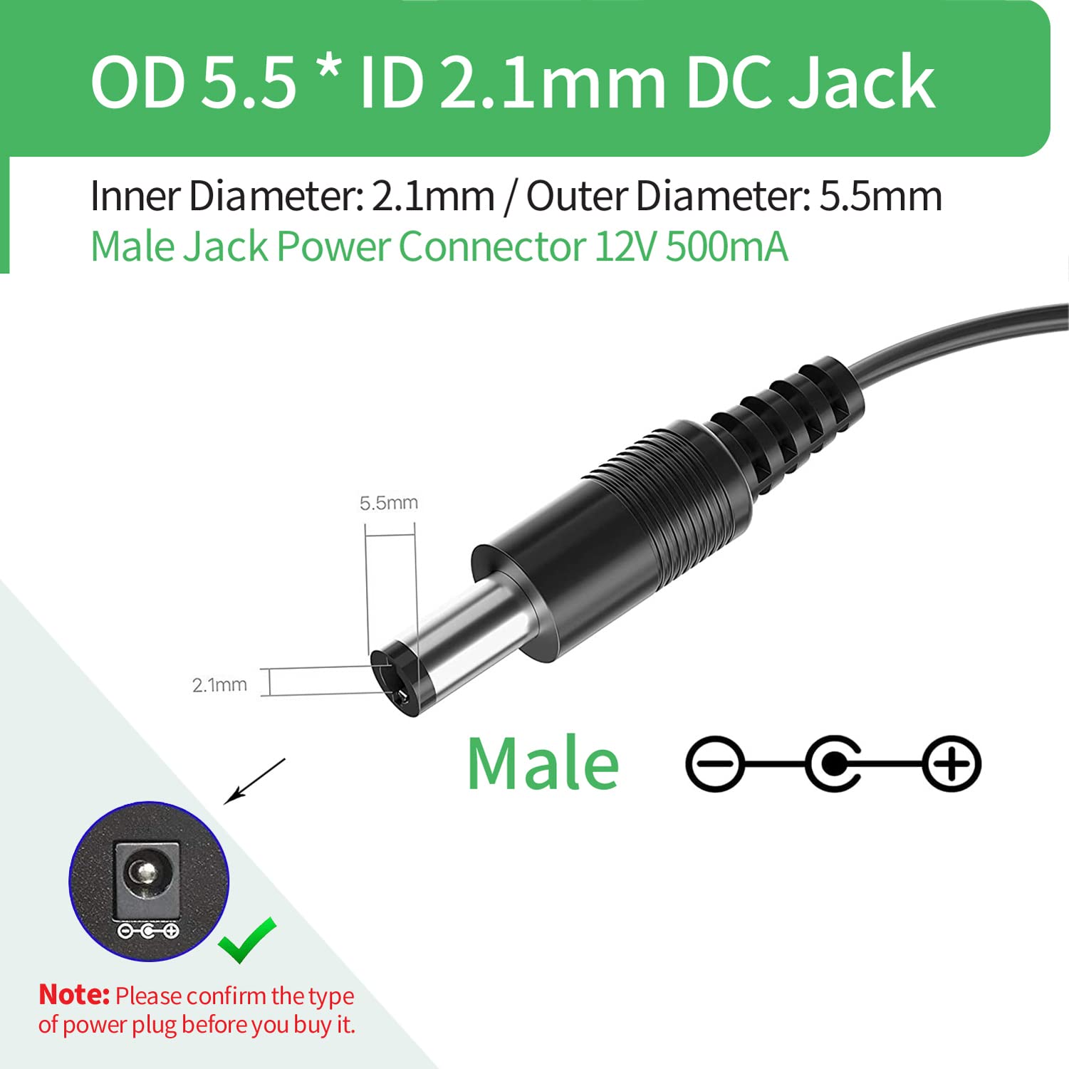Security 01 Ac To Dc 12V 0.5A 500Ma Power Supply Adapter 5.5Mm X 2.1Mm Ul Listed Fcc,Cy 1200500