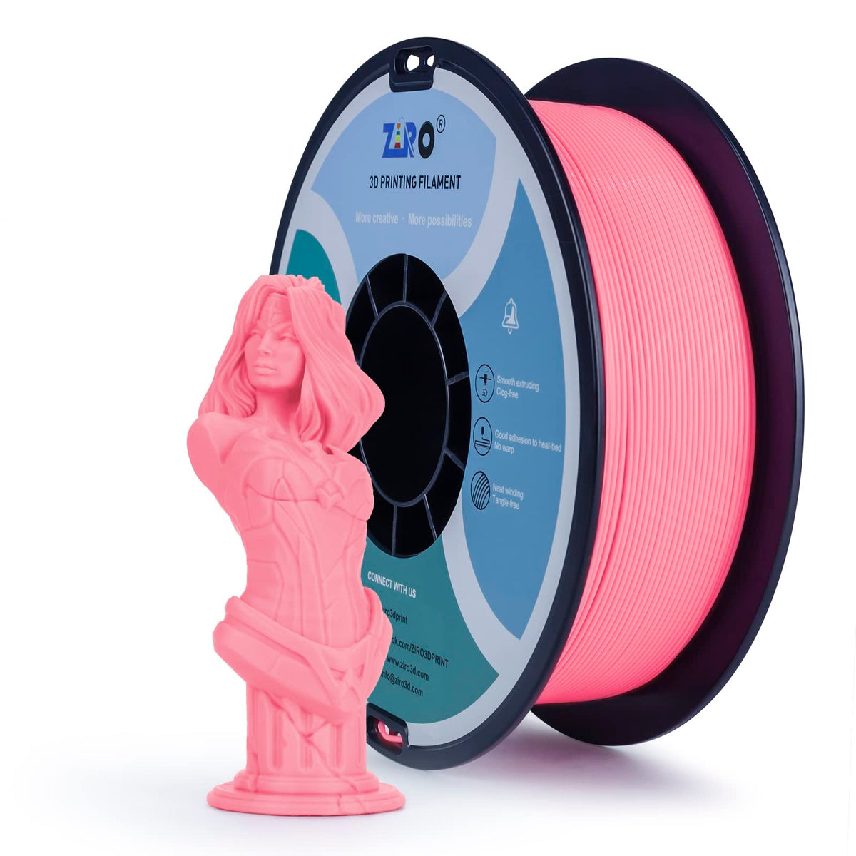 Ziro Pla Filament 1.75Mm,3D Printer Filament Pla Pro Basic Color Series 1.75Mm 1Kg(2.2Lbs), Dimensional Accuracy +/  0.03Mm,Pink