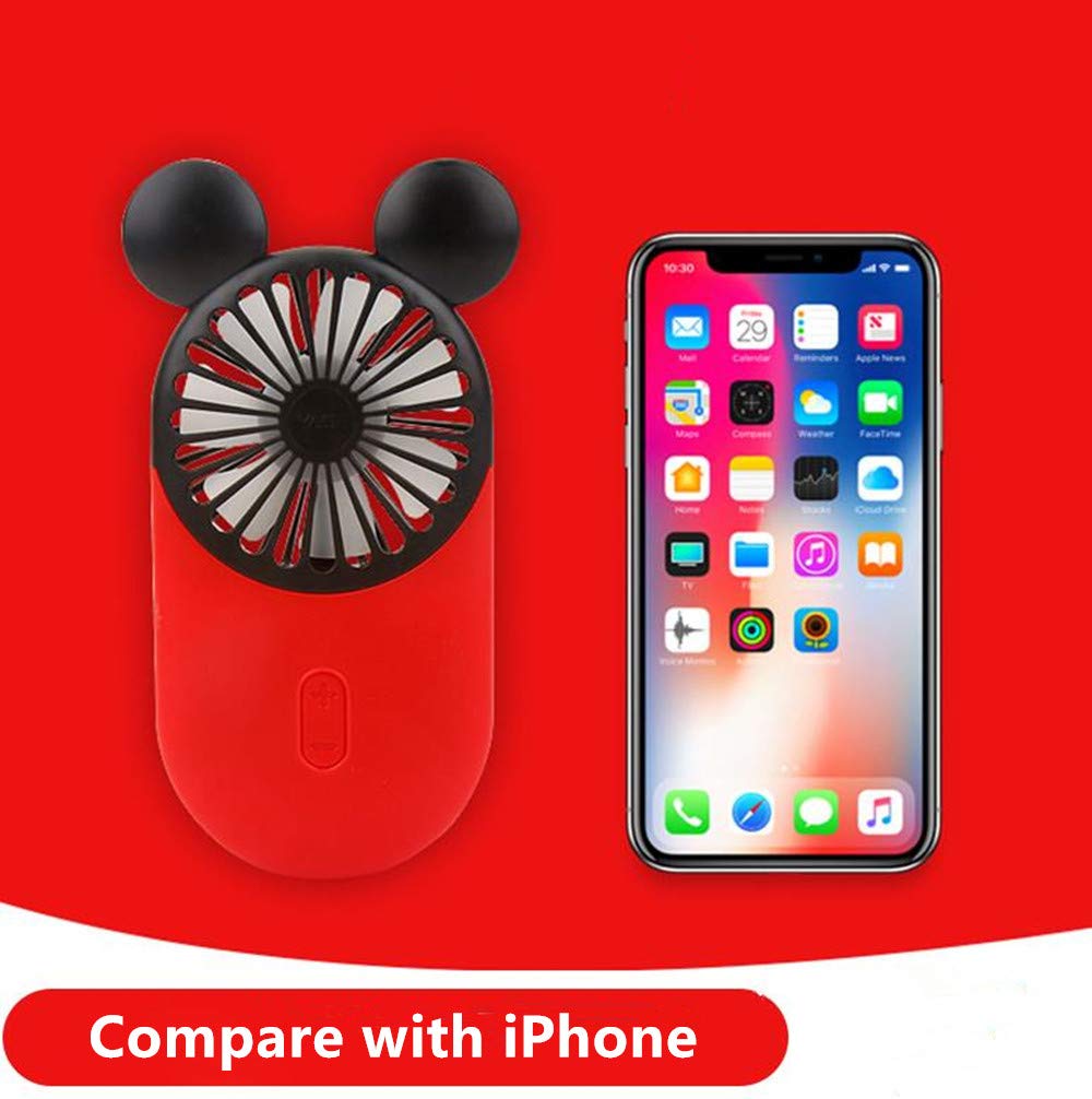Kbinter Cute Personal Mini Fan, Handheld & Portable Usb Rechargeable Fan Beautiful Led Light, 3 Adjustable Speeds, Portable Hold