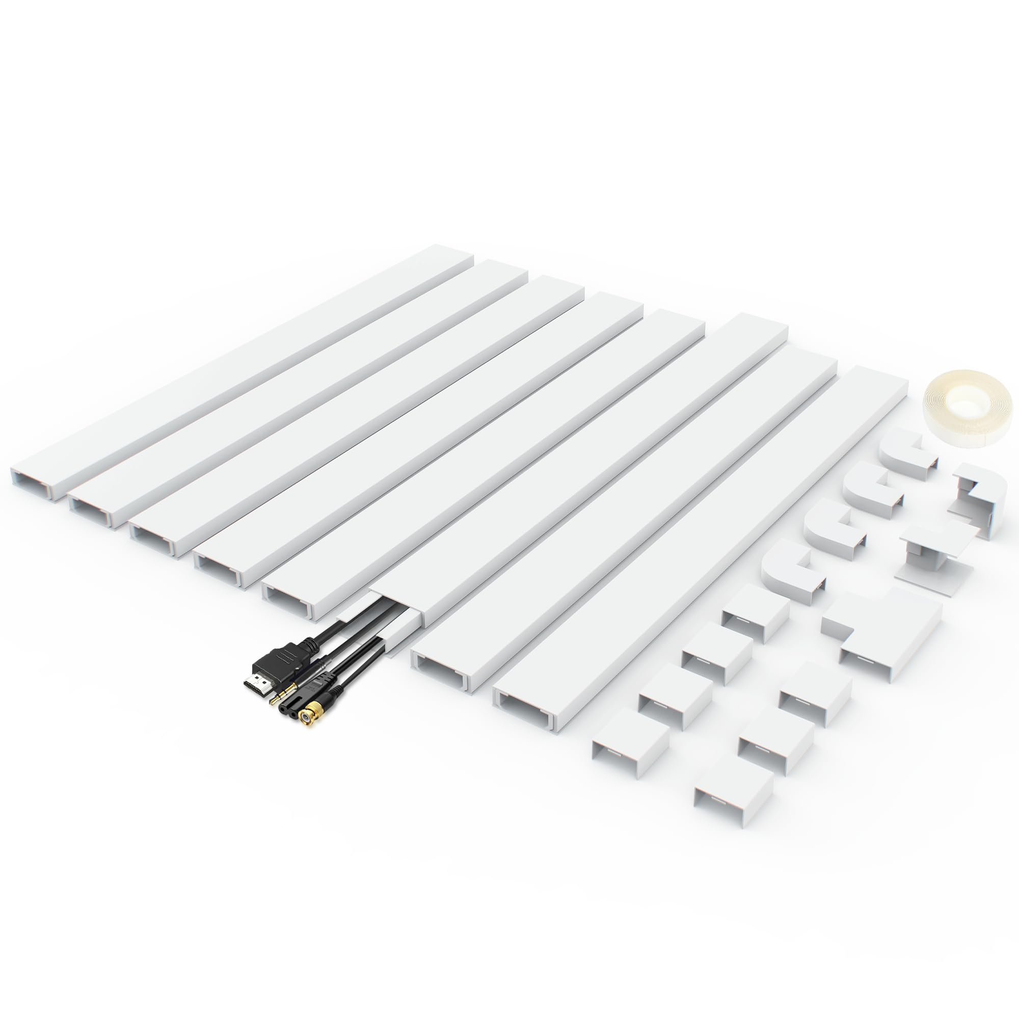 Wire Covers For Cords On Wall   Cord Management On Wall For Home And Office, Paintable Pvc Cable Raceway Cover (White, 125'')