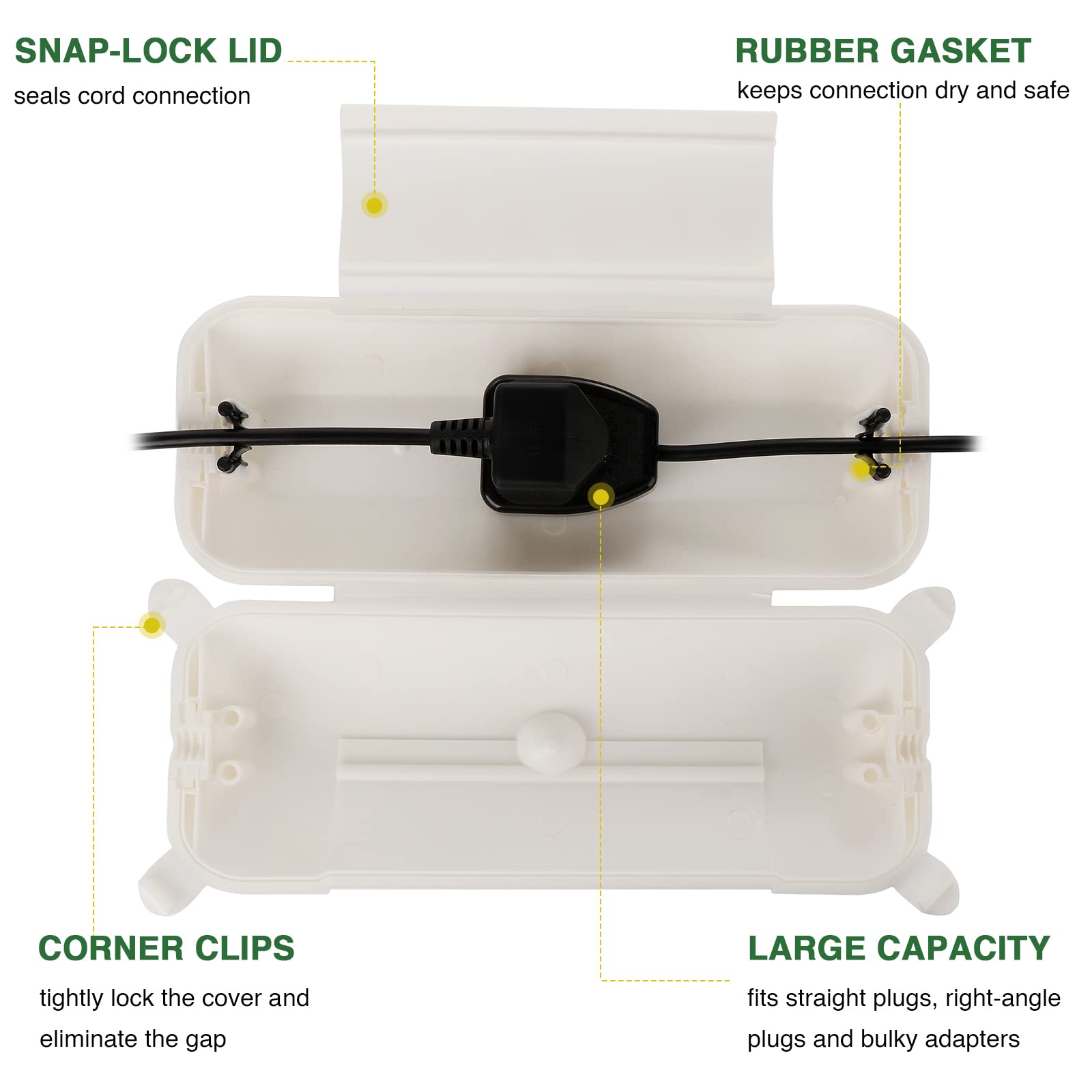 Outdoor Extension Cord Safety Cover With Waterproof Protector Seal, Weatherproof Electrical Connection Box For Outdoor Outlets,
