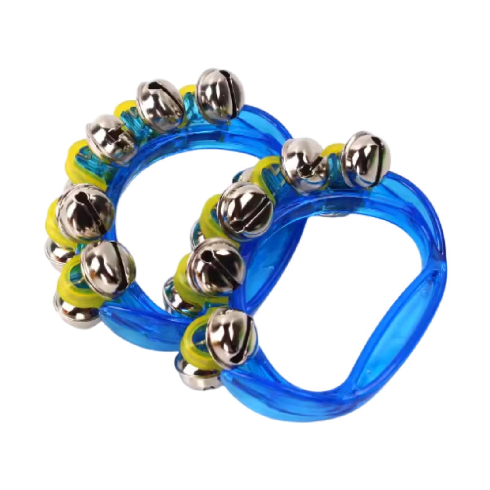 ATORSE 2 Pieces Hand Bells Hand Bell Musical Tambourine for KTV Kindergarten School Blue