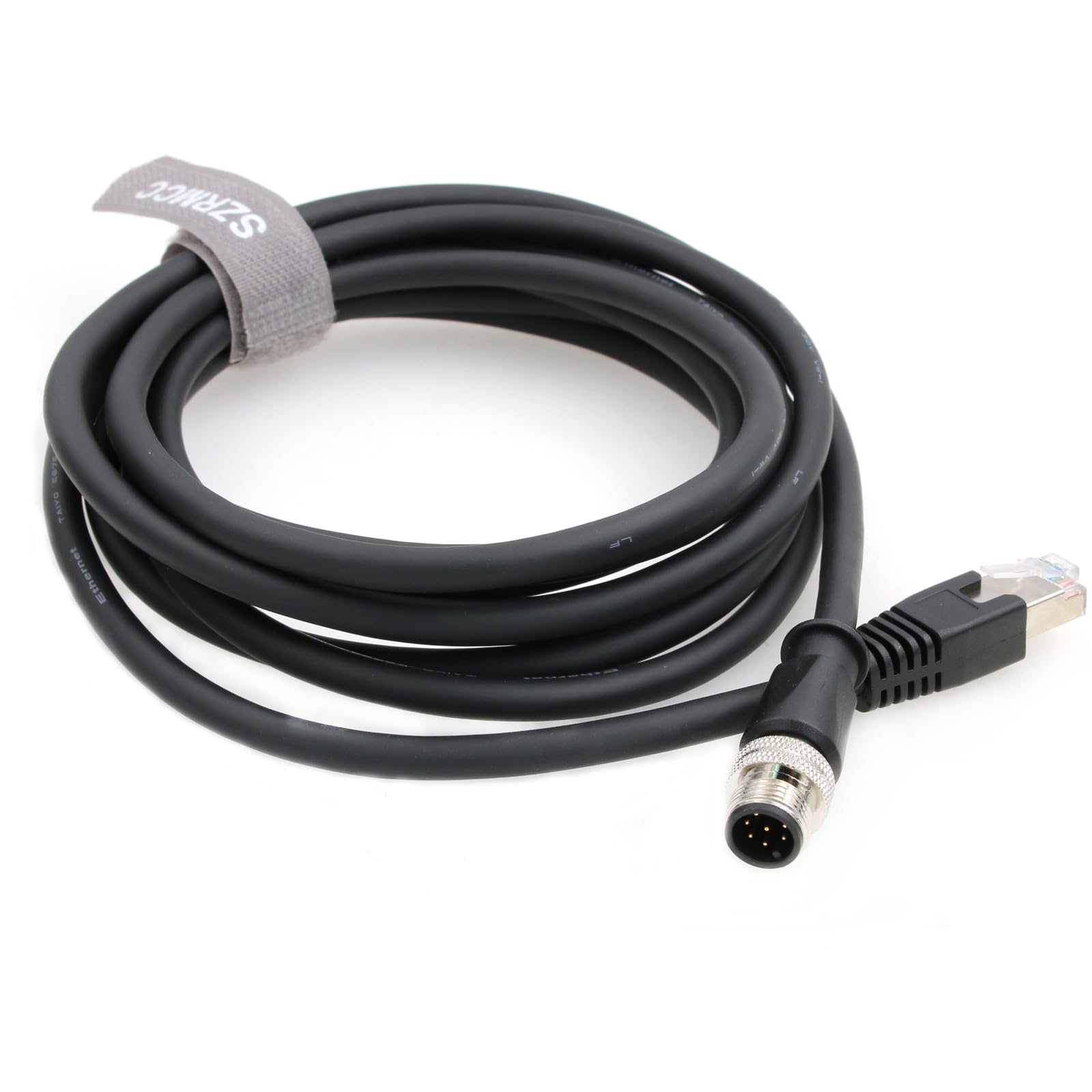 Szrmcc M12 A Code 8 Pin Male To Rj45 Ethernet Cable Cat6 Gigabit Shielded Waterproof Sensor Actuator Network Cable For Cognex In Sight 7000 Dmr 300 Industrial Camera Vision Sensors (Black 10M)