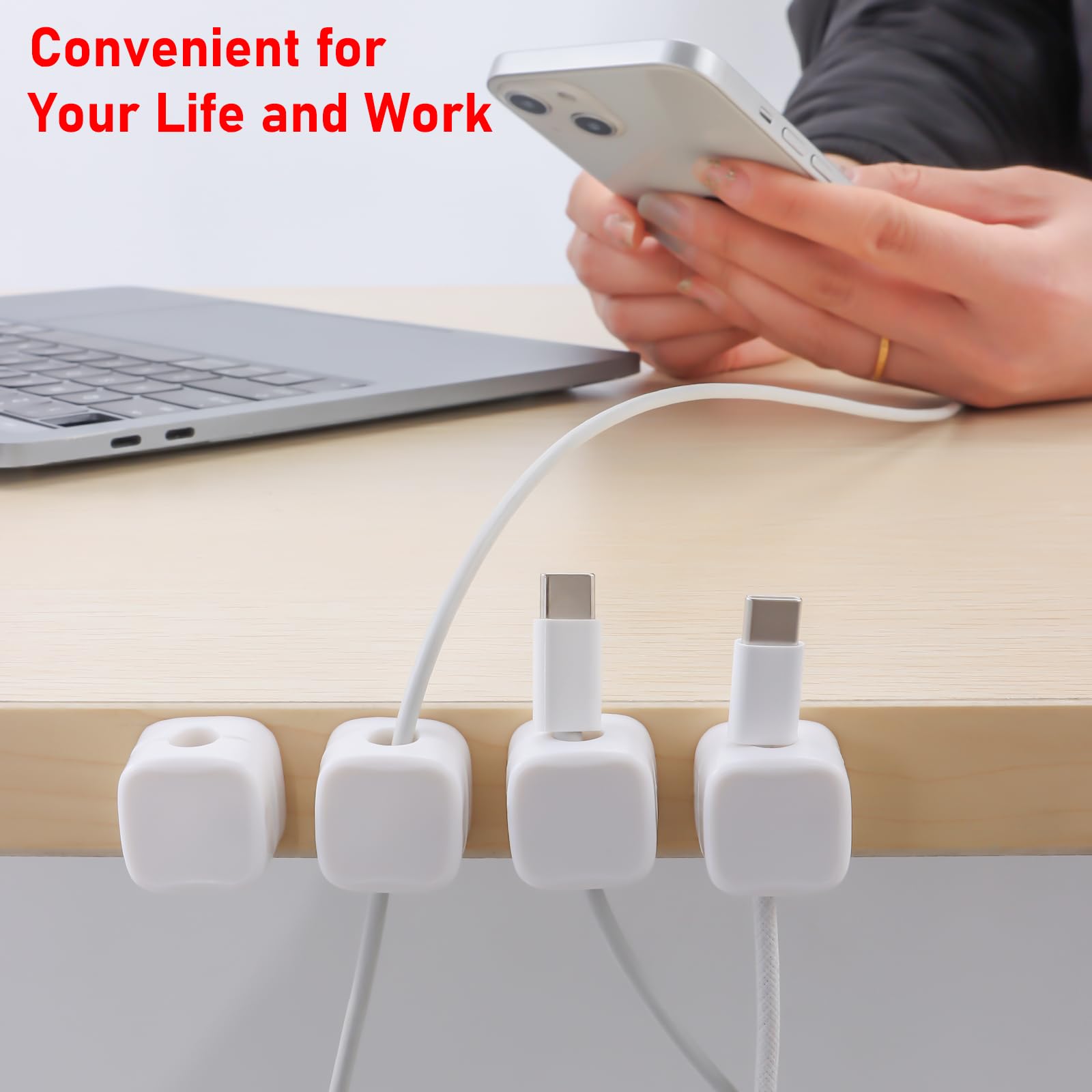 Chiffonade 12 Pack Cord Organizer, Magnetic Cable Management Clips For Desktop, Self Adhesive Wire Charger Keeper For Phone, Kit
