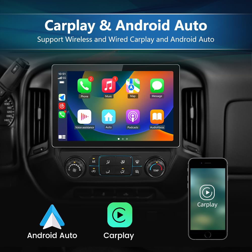 8 Core 13.1 Inch Touch Screen Car Radio Stereo For Chevy Silverado Gmc Sierra 2014-2018 Android 12 Wireless Carplay Android Auto