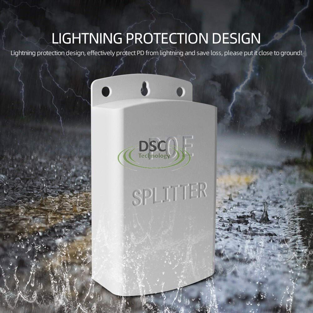 Active 48V To 12V Waterproof Poe Splitter Box, Ieee 802.3Af Compliant 10/100Mbps For Ip Camera Ap Voip Phone And More