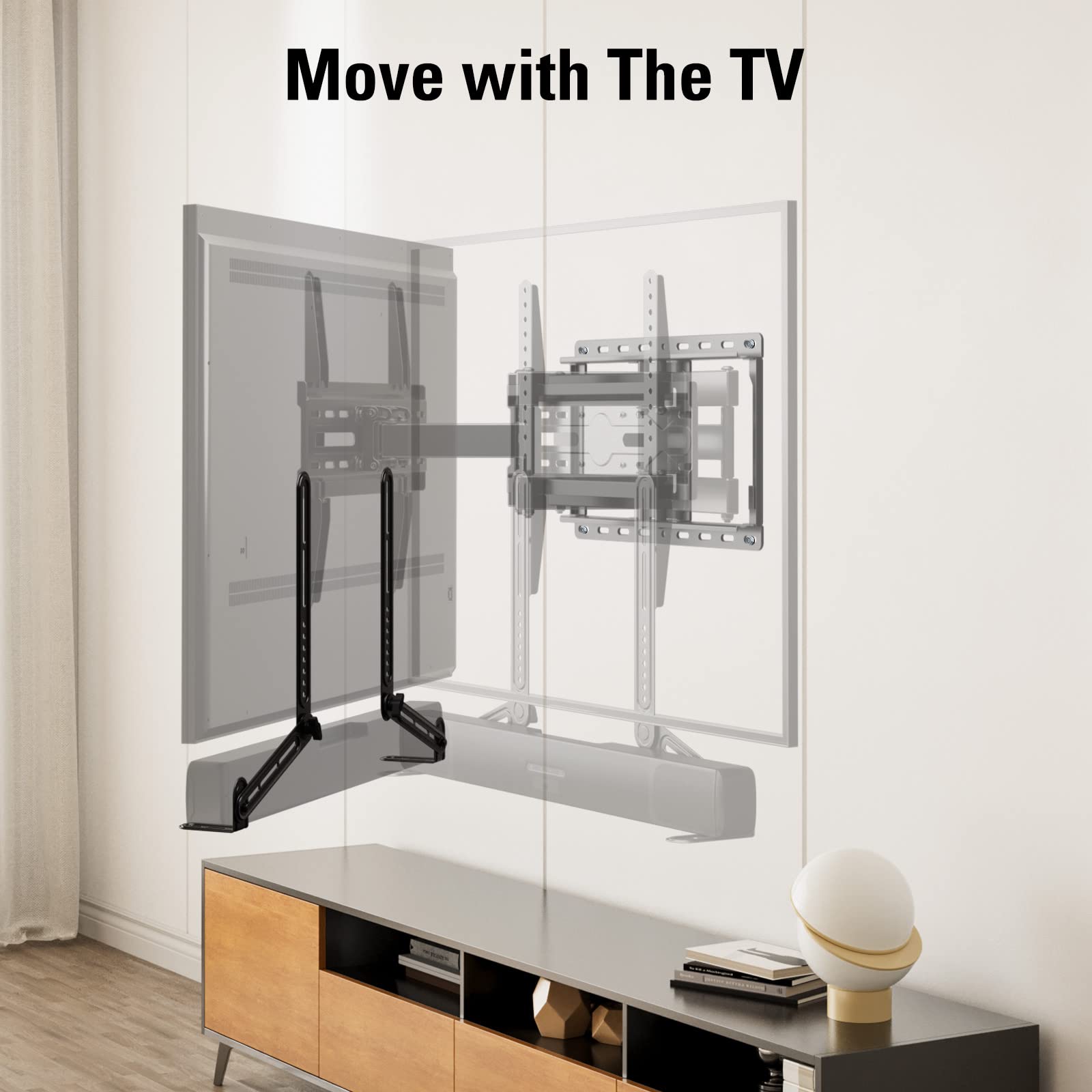 Mounting Dream Soundbar Mount Bracket For Mounting Above Or Under Tv Fits Most Of Sound Bars Up To 15 Lbs, With Detachable Long