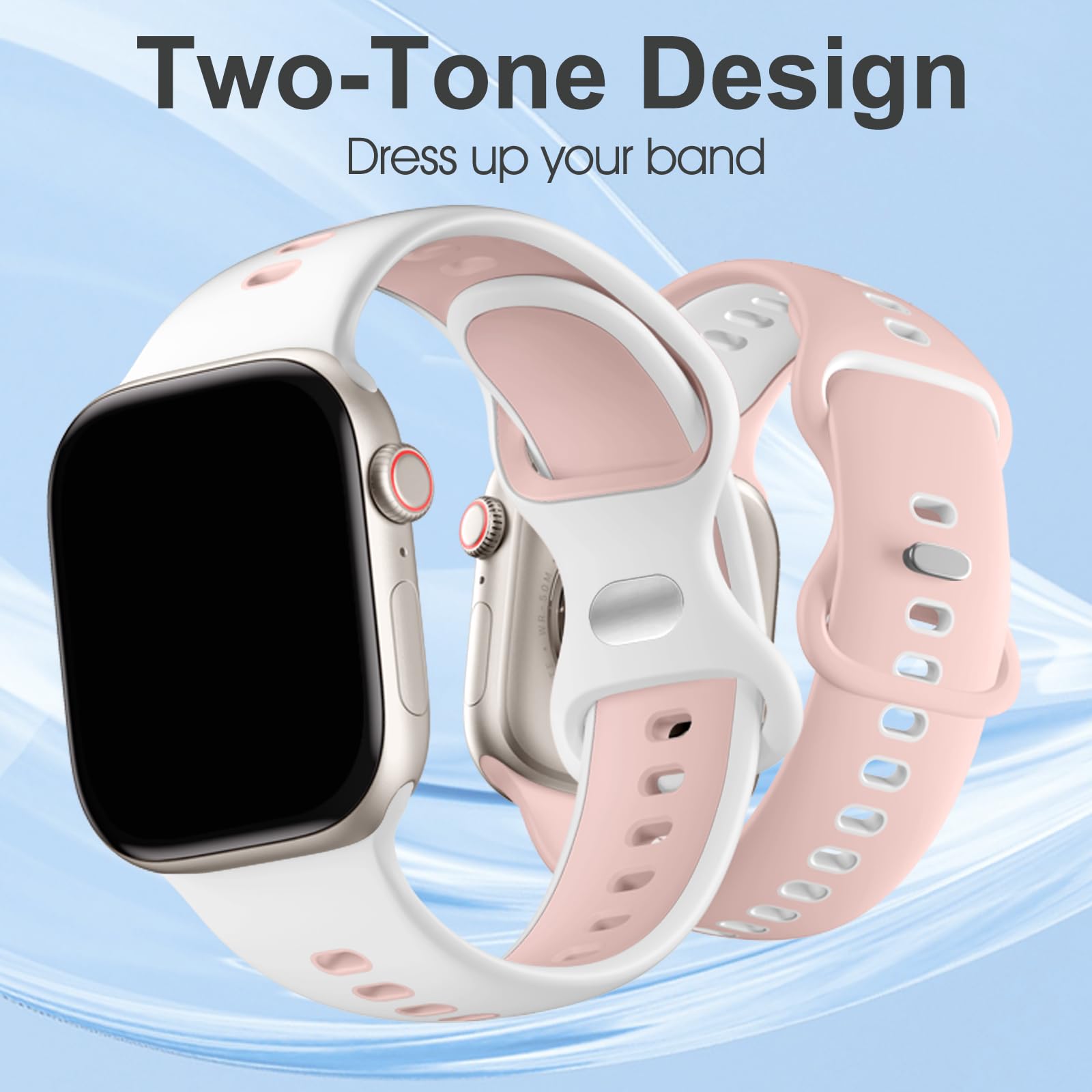 Witzon Silicone Band Compatible With Apple Watch Bands For Women 42Mm 41Mm 40Mm 38Mm, Soft Sport Strap Breathable Smart Watches