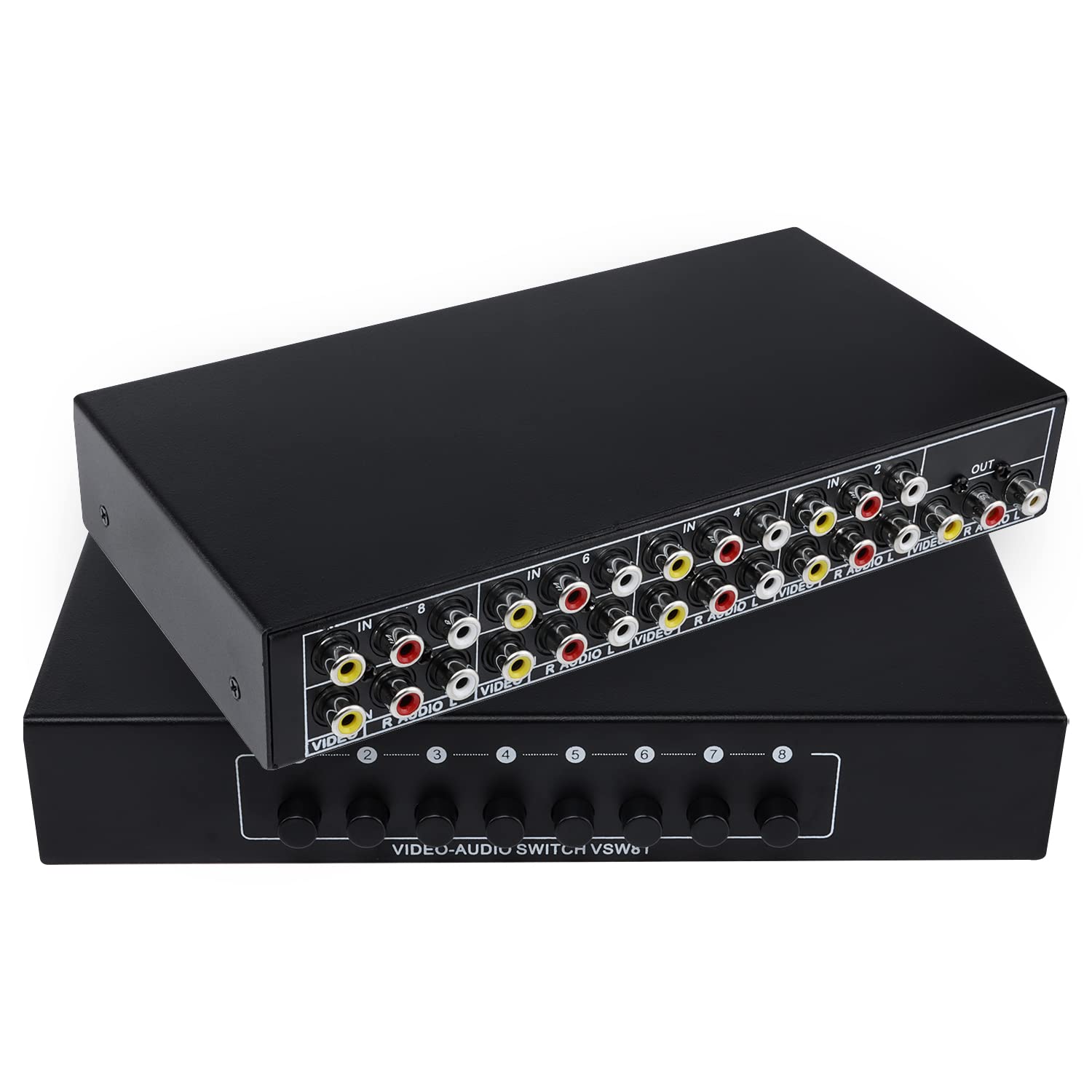 Chunghop 8 Ports Composite 3 Rca Video Audio Av Switcher Box, 8 Way Selector Switch, 8 In 1 Out 8X1 For Hdtv Lcd Dvd Game Consoles