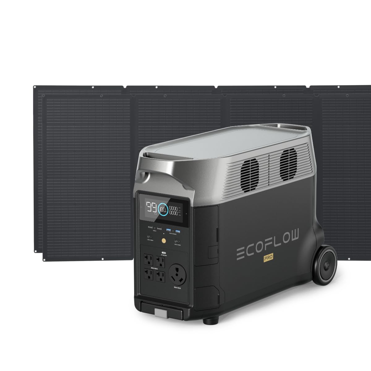 Ef Ecoflow Solar Generator 3.6Kwh Delta Pro With 2X400W Portable Solar Panel, 23% High Efficiency, 5 Ac Outlets, 120V/3600W, For