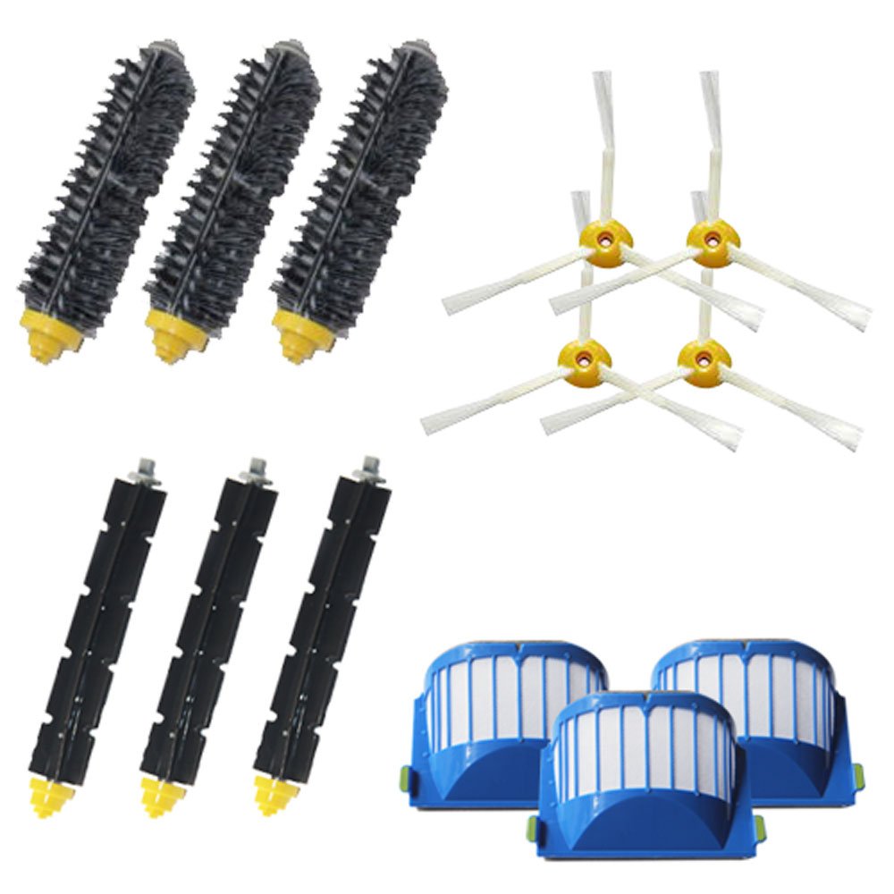 Yokyon Replacement Parts Kit Includes Bristle & Flexible Beater Brush & Armed 3 Side Brush & Filters For Irobot Roomba 600 Serie