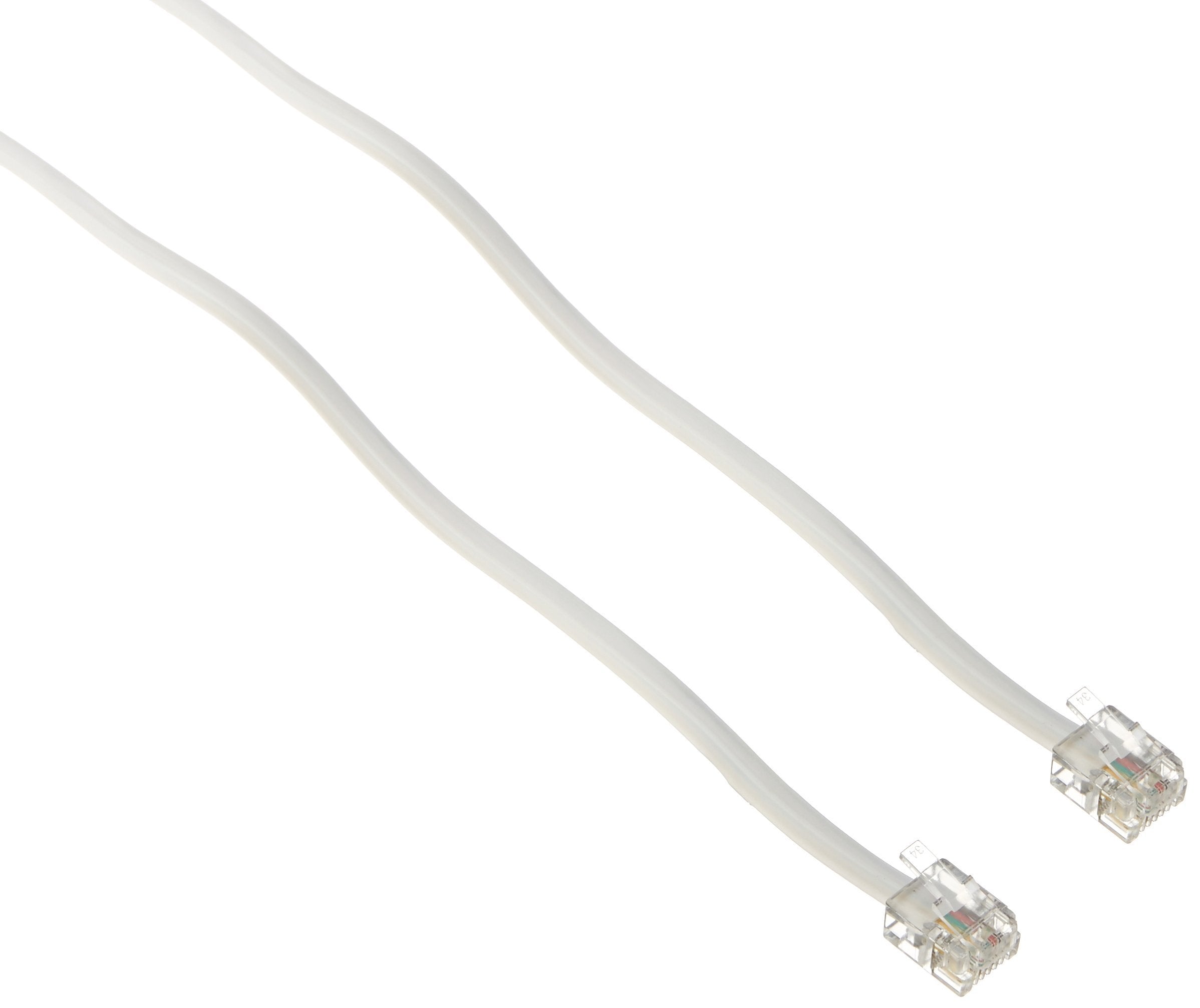Trisonic Telephone Extension Cord Phone Cable Foot, 50ft, White
