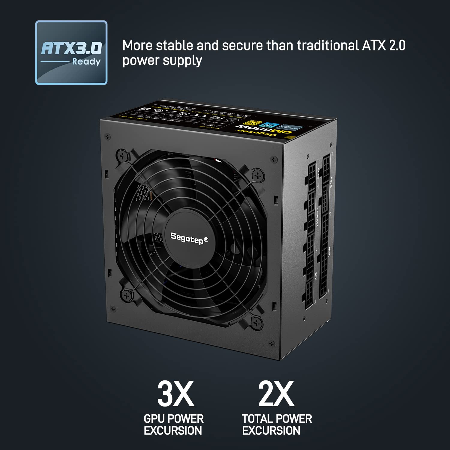 Segotep Gm850 Power Supply 850W, Pcie 5.0 & Atx 3.0 Full Modular 80 Plus Gold Certified Gaming Psu For Nvidia Rtx 20/30/40 Serie