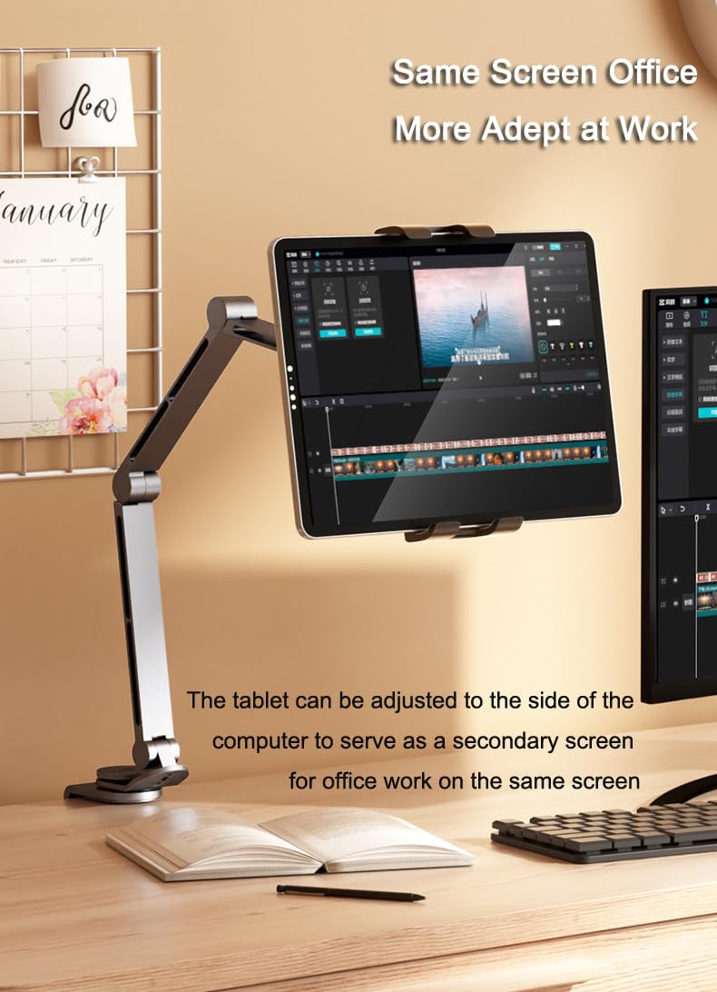 Rotatable Holder Stand Tablet Holder Multi-Angle Design Phone Clip Swivel Mount Desktop Aluminum Alloy Cantilever Bed Desk Home