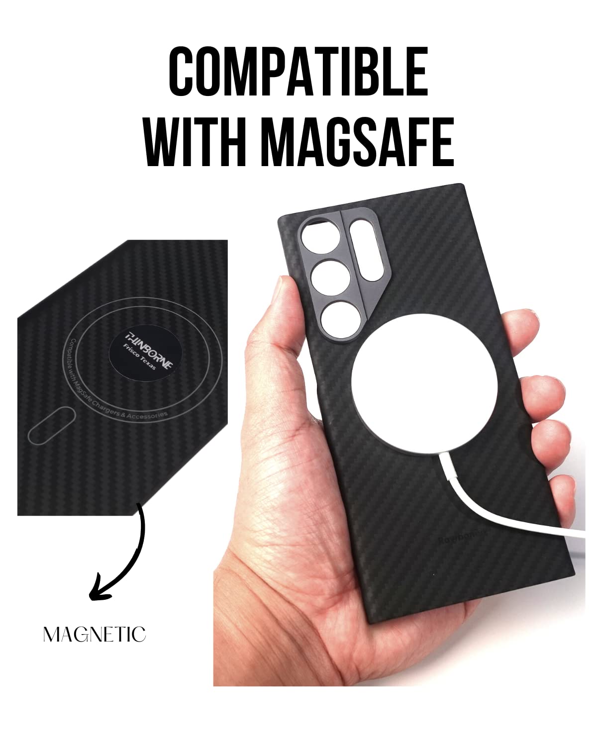 Thinborne Compatible With Samsung Galaxy S23 Ultra 5G Case   [Thin Aramid Fiber Cover], [Compatible With Magsafe], Minimalist St