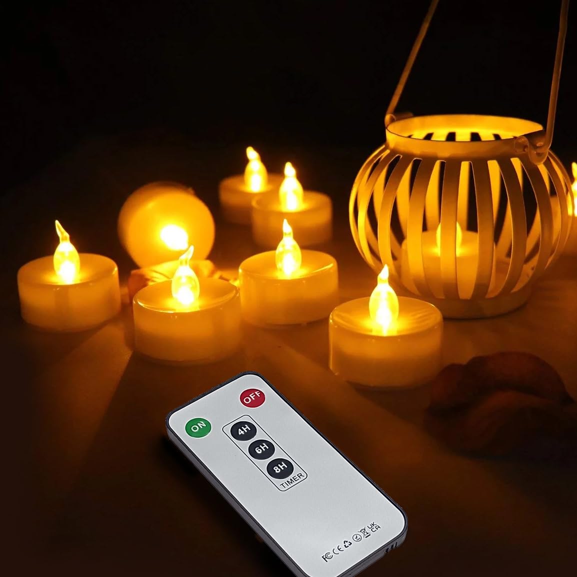 Paichi Tea Lights Candles Battery Operated With Remote Control, 12Pcs Flickering Flameless Candle With Timer, Long Lasting 400+H