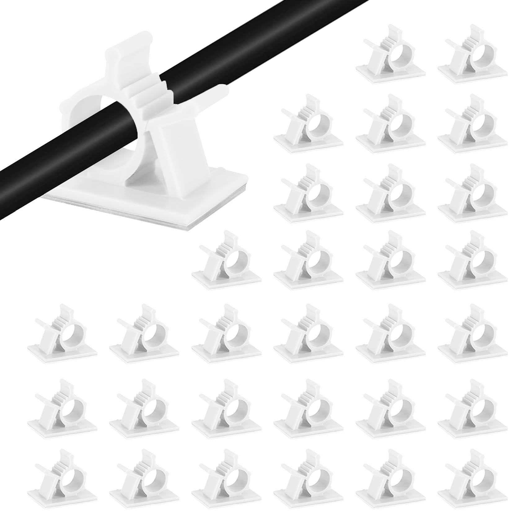 Viaky 30Pcs Self Adhesive Cable Clips Reusable Adjustable Nylon Bracket Automobile, Indoor And Outdoor Desk Wall Wiring Wire Fix