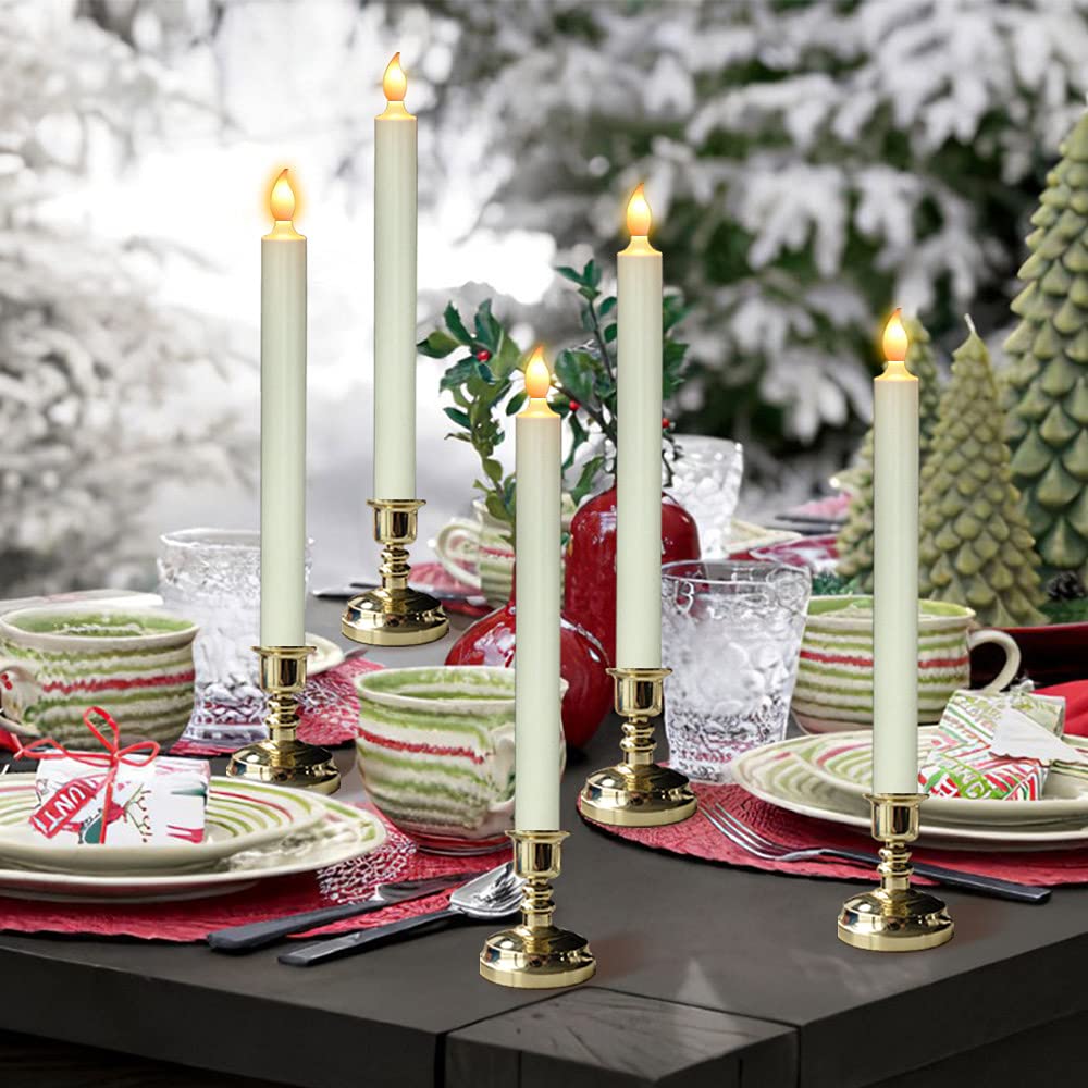 Dromance Flameless Window Candles With Remote And Timer, Battery Operated Led Taper Candles With Suction Cups Set Of 6 Christmas